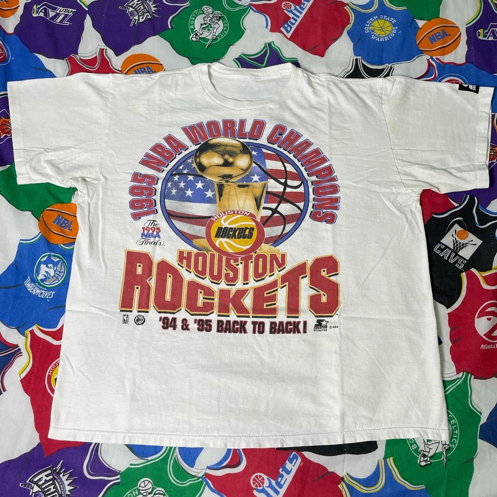 VTG 1995 NBA Houston Rockets Finals Champs Basketball Tee