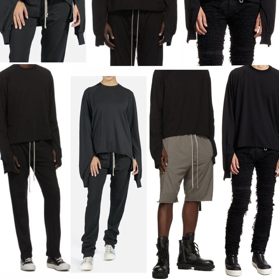 Rick Owens Drkshdw Rick Owens DRKSHDW Vega Combo Long Sleeve Tee/Sweatshirt - L Size US L / EU 52-54 / 3 - 2 Thumbnail