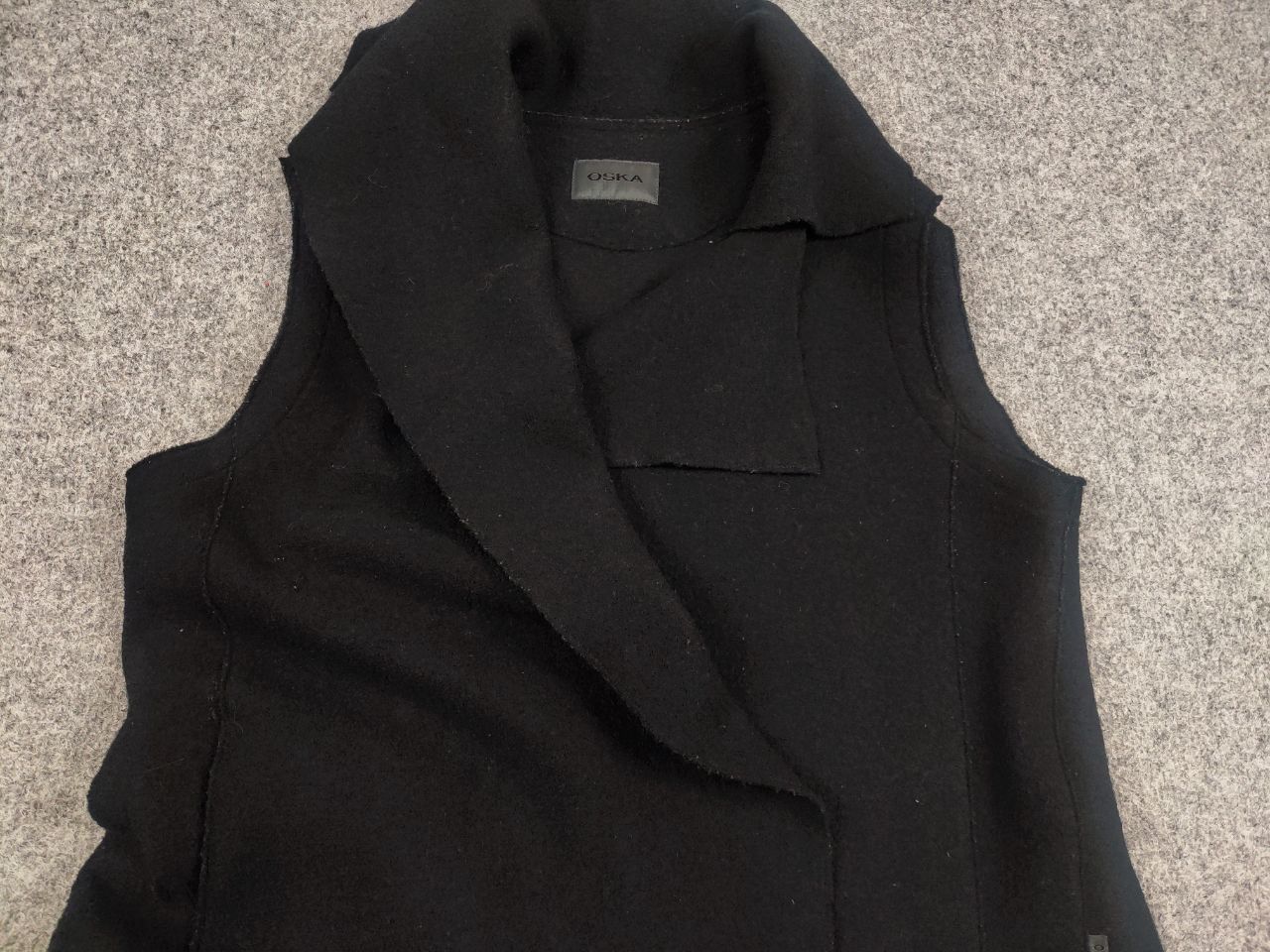 OSKA Oska Germany Design Black Wool Avant Garde Asymmetrical Vest Size M / US 6-8 / IT 42-44 - 7 Thumbnail
