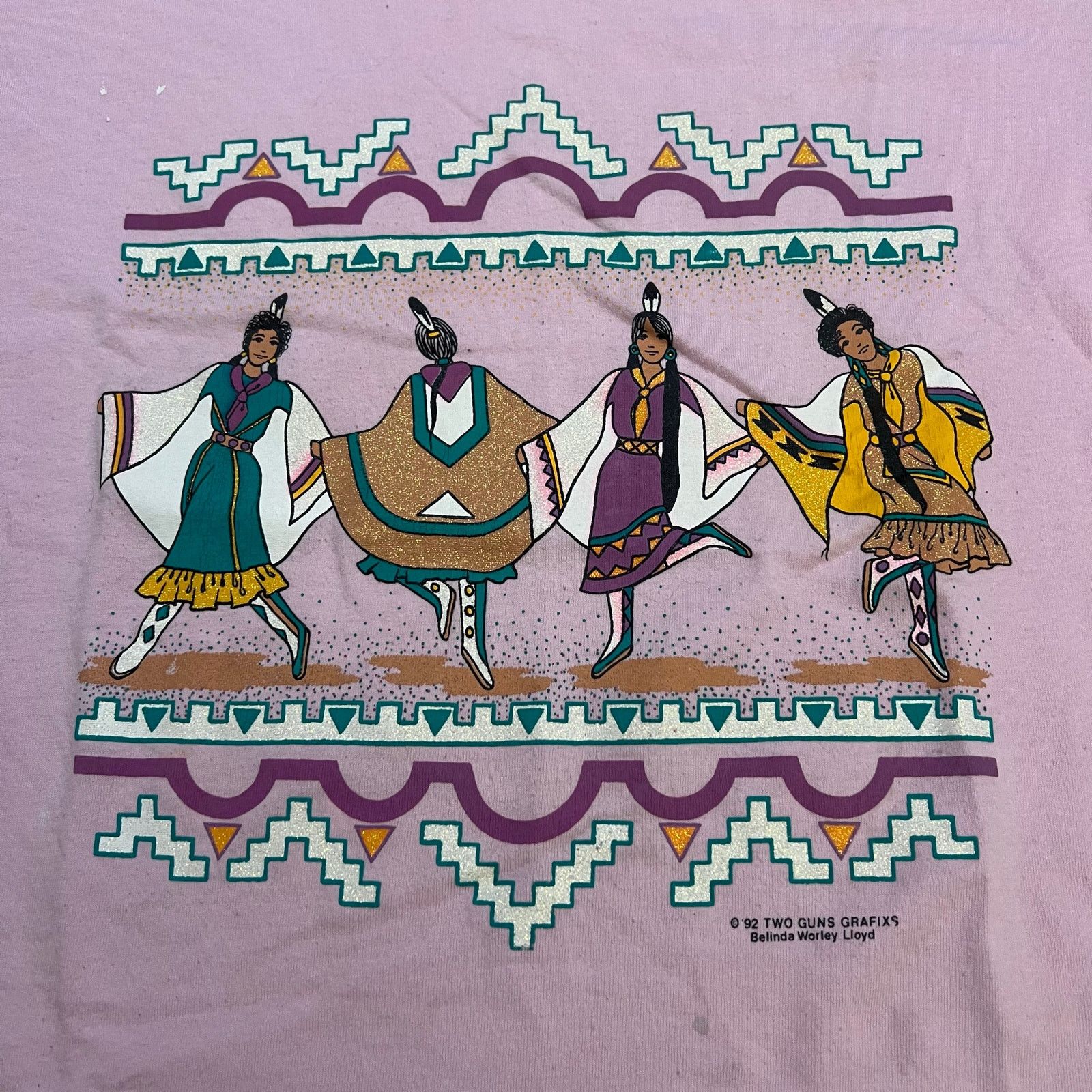 Vintage Vintage 90s T-Shirt Native American Dancers USA Sz L Size US L / EU 52-54 / 3 - 2 Thumbnail