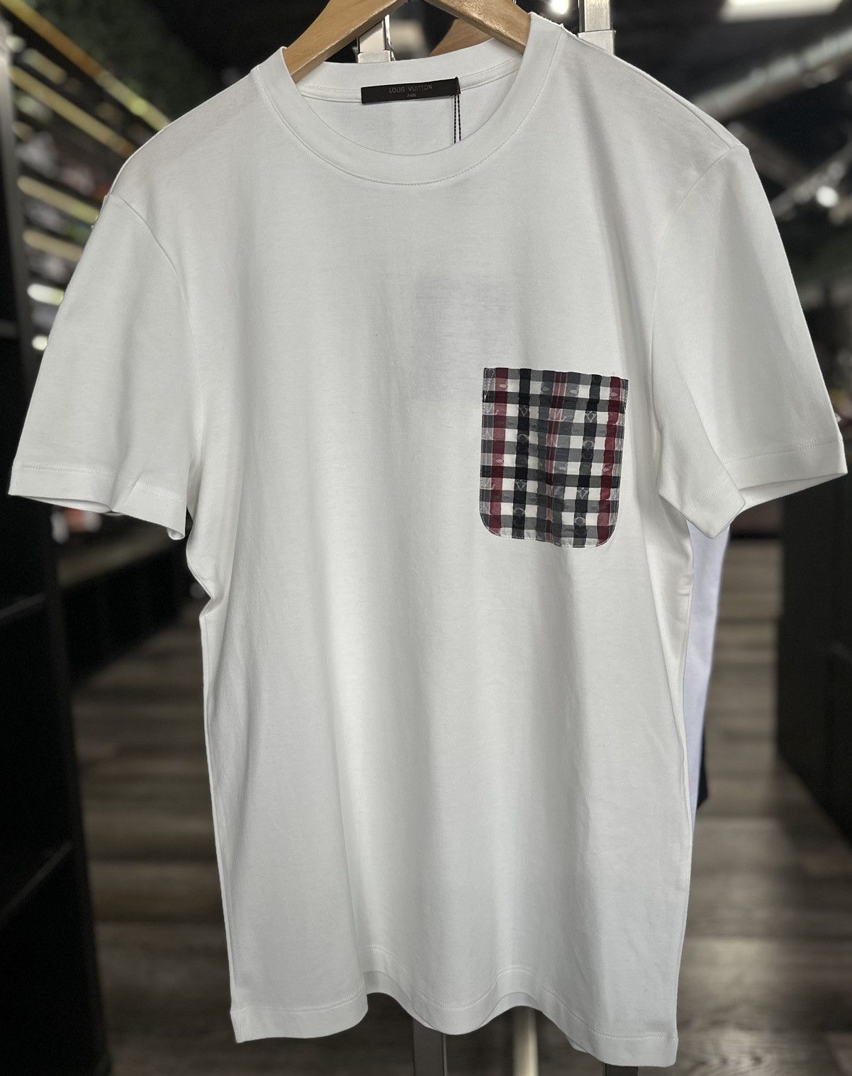 Image of Louis Vuitton T-Shirt With Silk Pocket in White, Men's (Size Small)