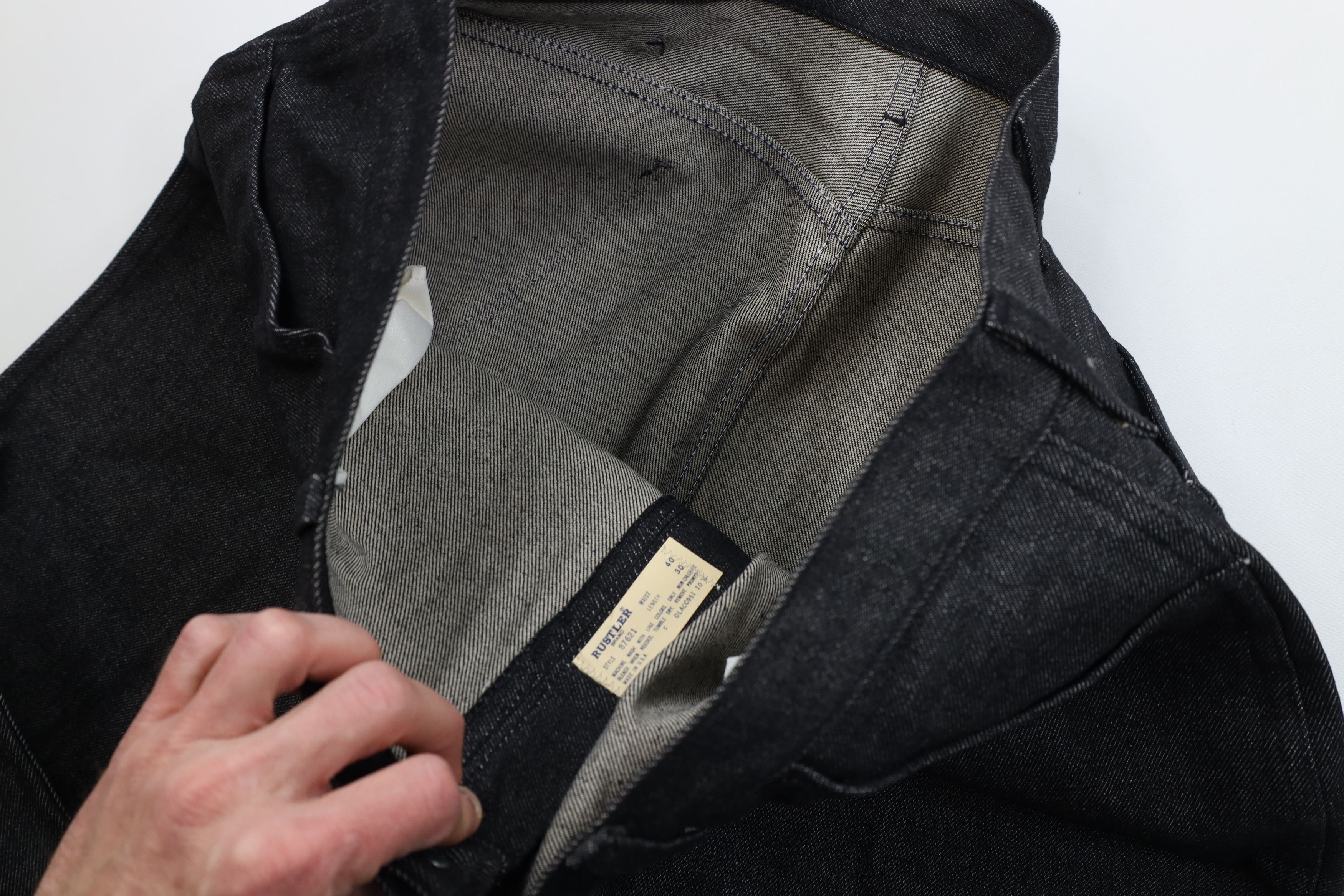 Wrangler Deadstock Vintage 70s Wrangler Rustler Jeans Black USA Size US 40 / EU 56 - 7 Thumbnail