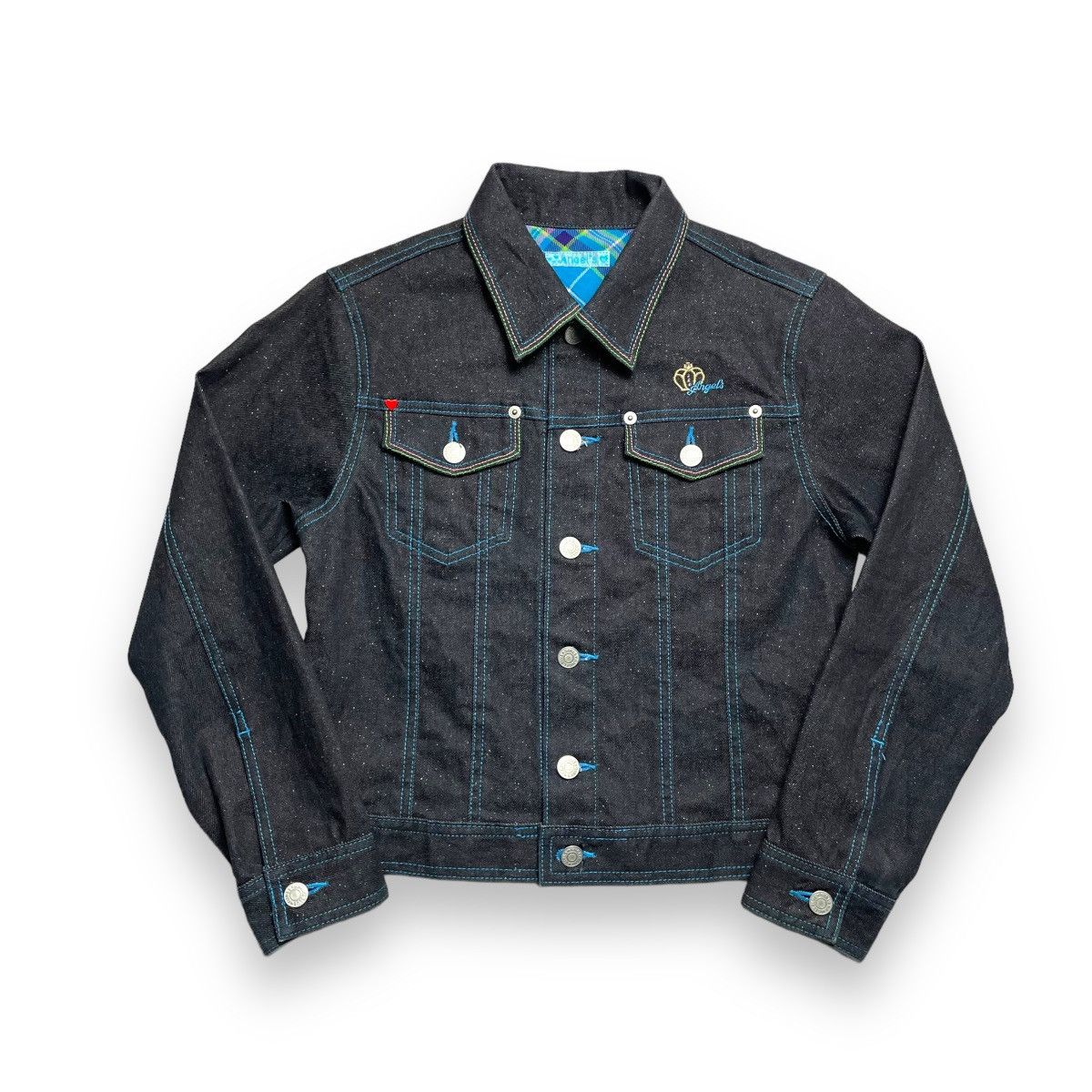 Angel Blue × Beauty Beast × Hysteric Glamour 🇯🇵 VINTAGE ANGEL BLUE GLITTER DENIM JACKET Size S / US 4 / IT 40 - 1 Thumbnail