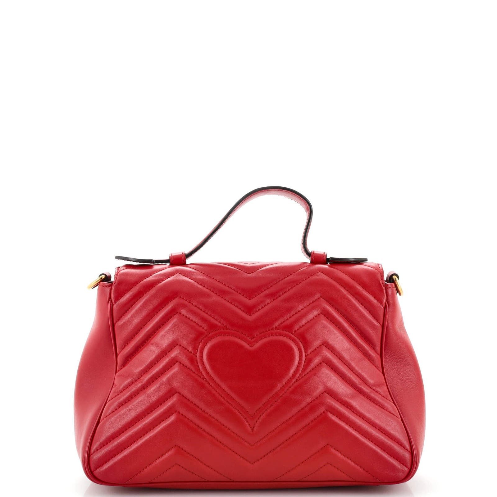 GG Marmont Top Handle Flap Bag Matelasse Leather Small