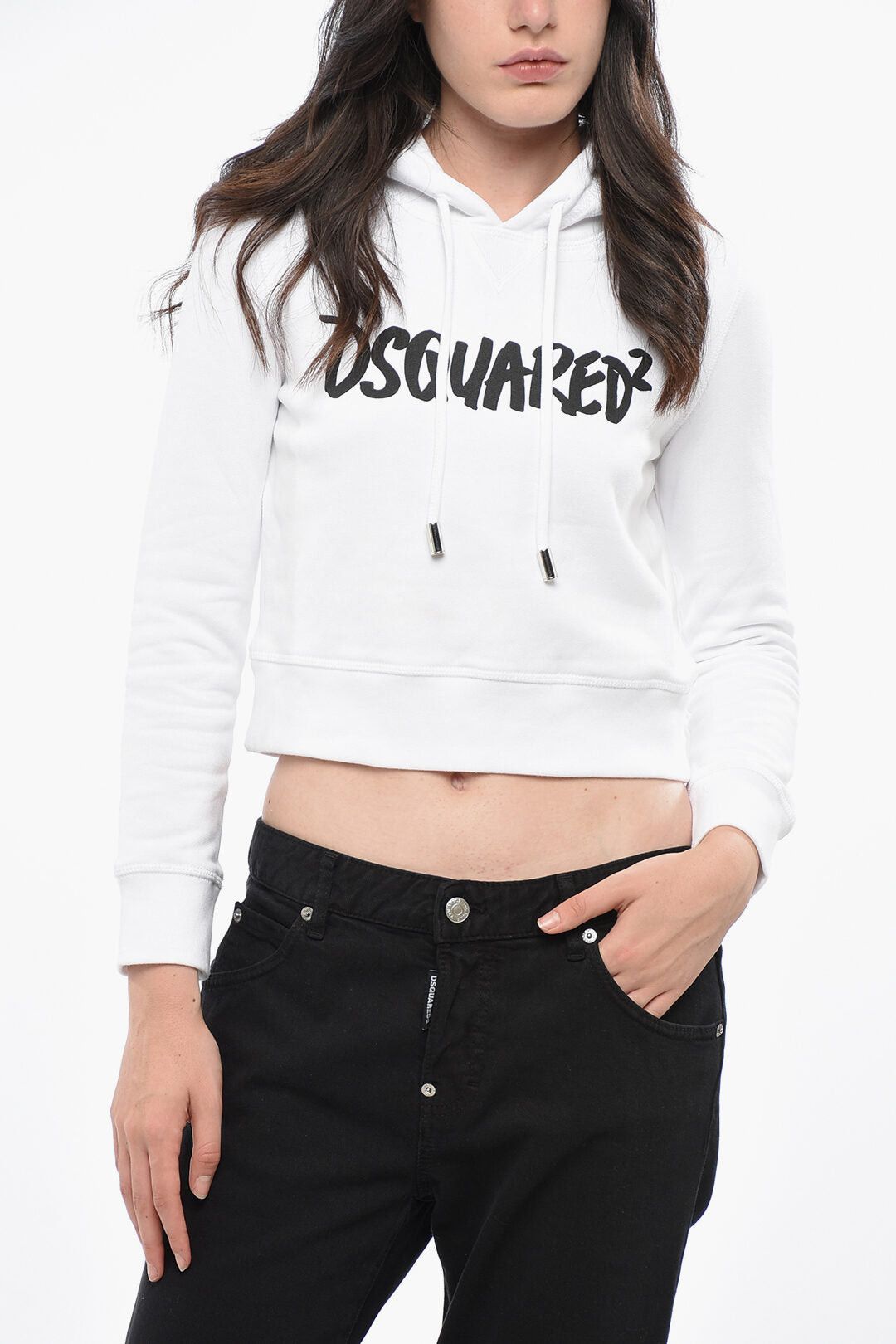 Dsquared2 Hoodie Cropped MINI FIT with Logo Size XS / US 0-2 / IT 36-38 - 1 Thumbnail