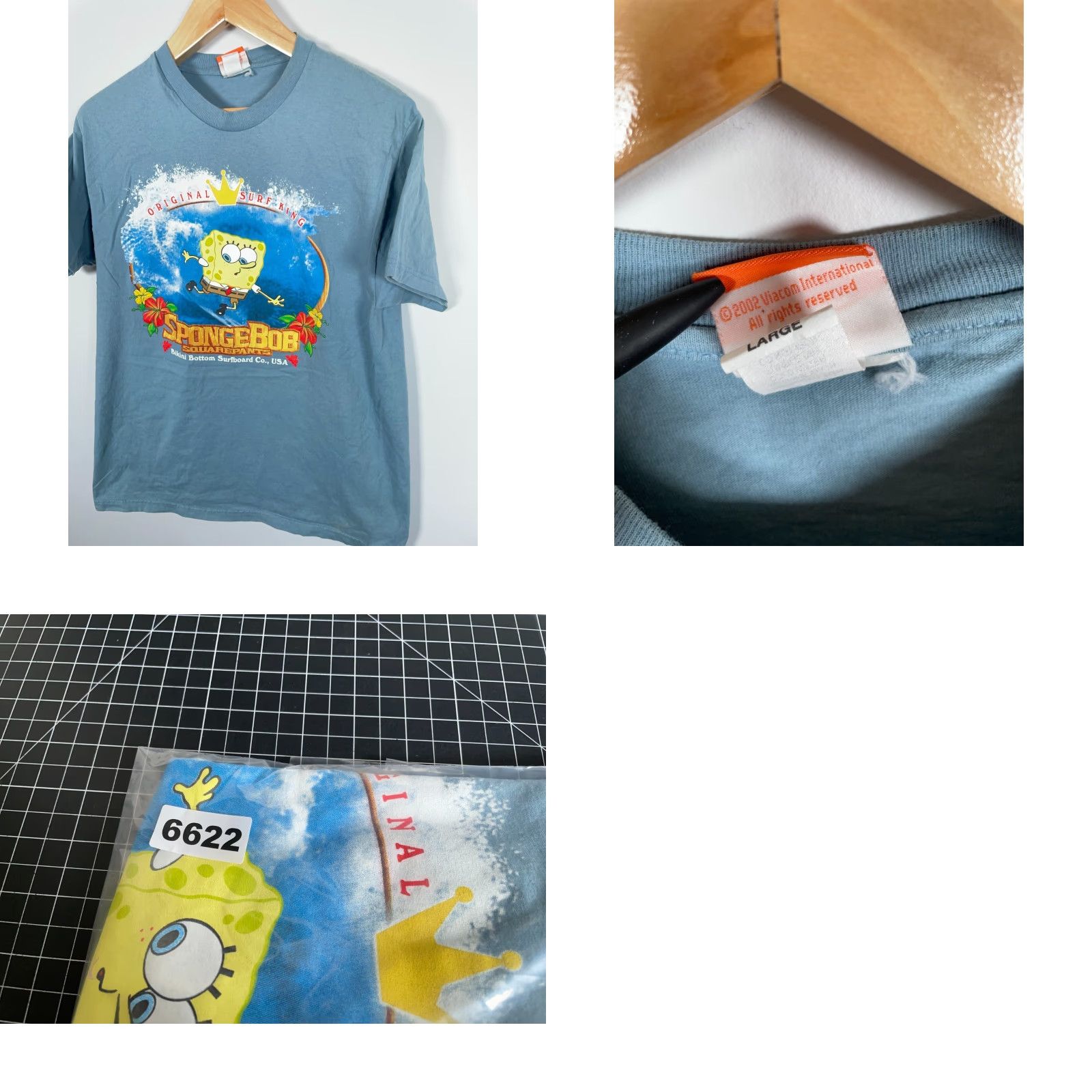 Nickelodeon VINTAGE Nickelodeon SpongeBob SquarePants T-Shirt Men’s Large Blue 2002 Surf King Graphic Print Reg Fit Size US L / EU 52-54 / 3 - 8 Thumbnail