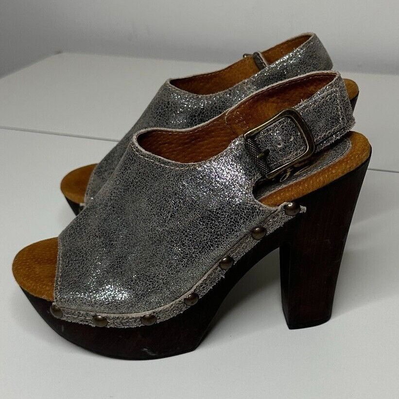 Other Sbicca Silver Leather Clunky Vintage Collection Open Toe 7 Size US 7 / IT 37 - 7 Thumbnail