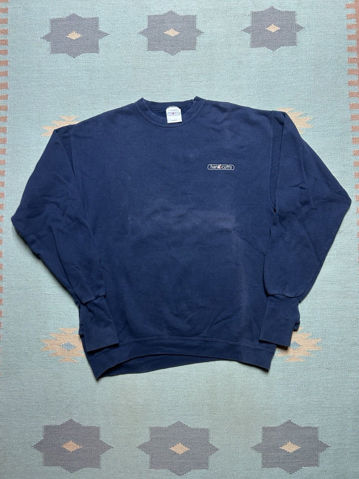 Vintage VTG sweatshirt Handcuffs skate snow navy blue fade blank L Size US L / EU 52-54 / 3 - 1 Thumbnail