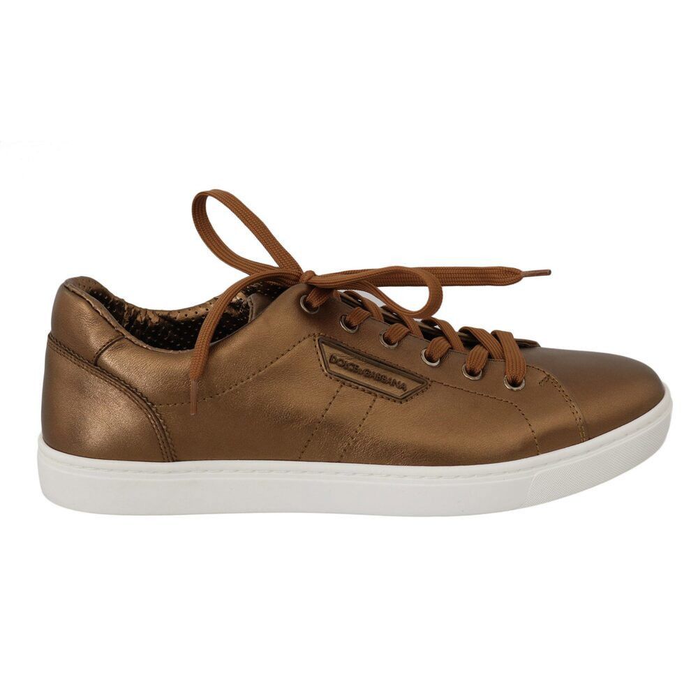 Dolce & Gabbana Dolce & Gabbana Golden Metallic Leather Sneakers Size US 6 / EU 39 - 1 Thumbnail