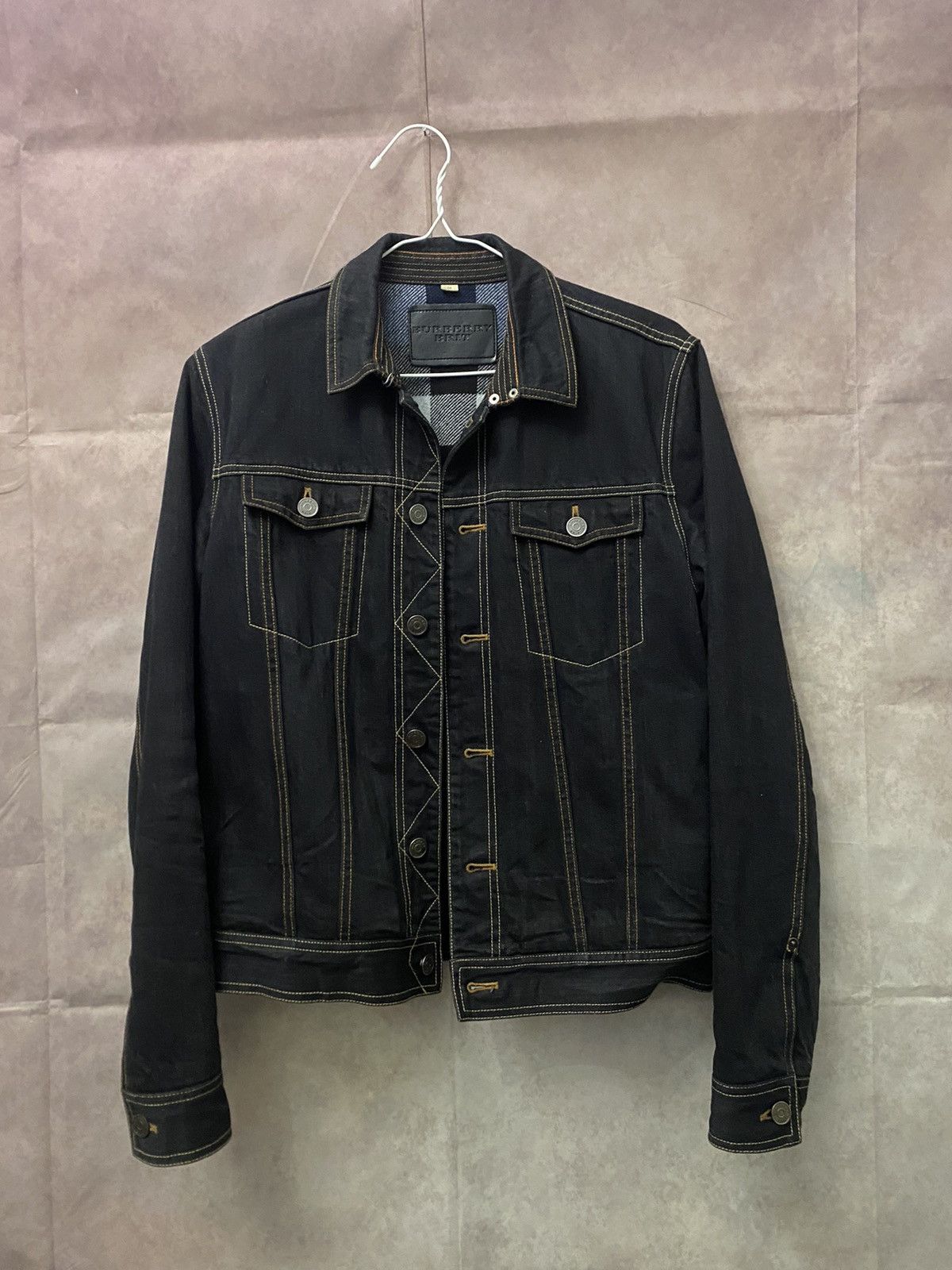 image of Burberry Denim Jacket Luxury in Black, Men's (Size Medium)