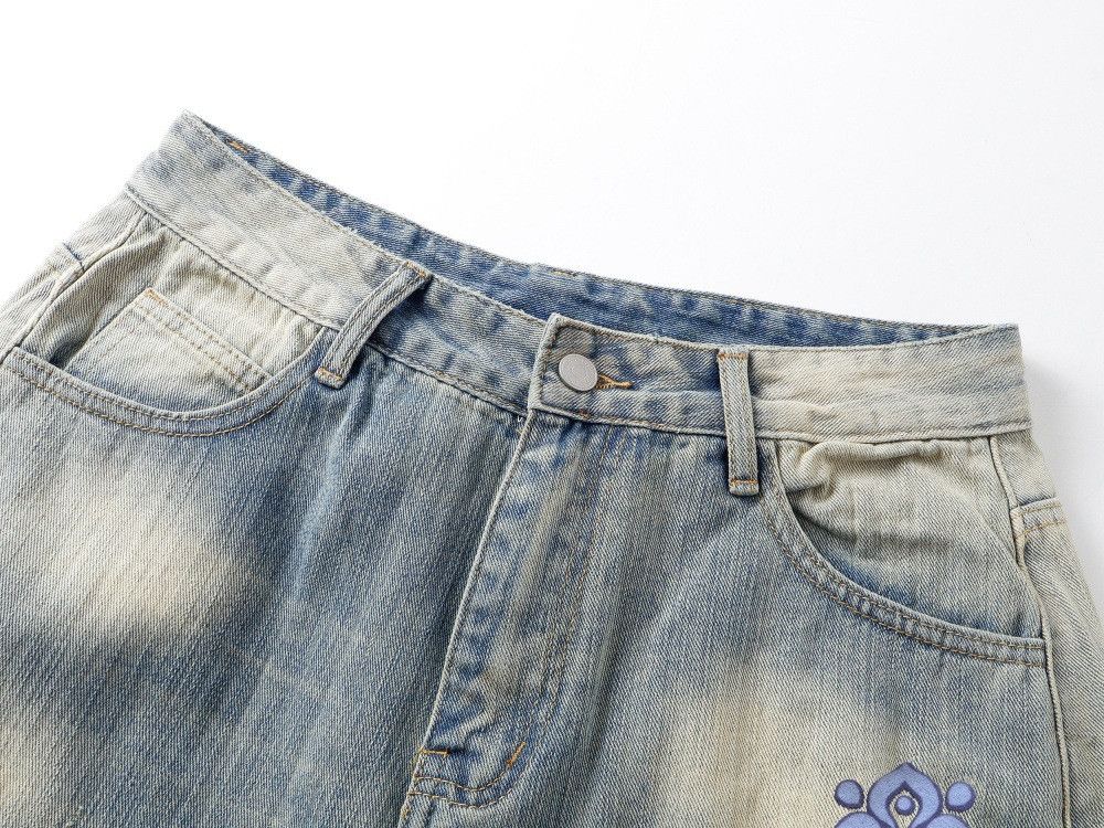 Jean Men's retro punk gradient washed distressed scimitar jeans Size US 32 / EU 48 - 3 Thumbnail