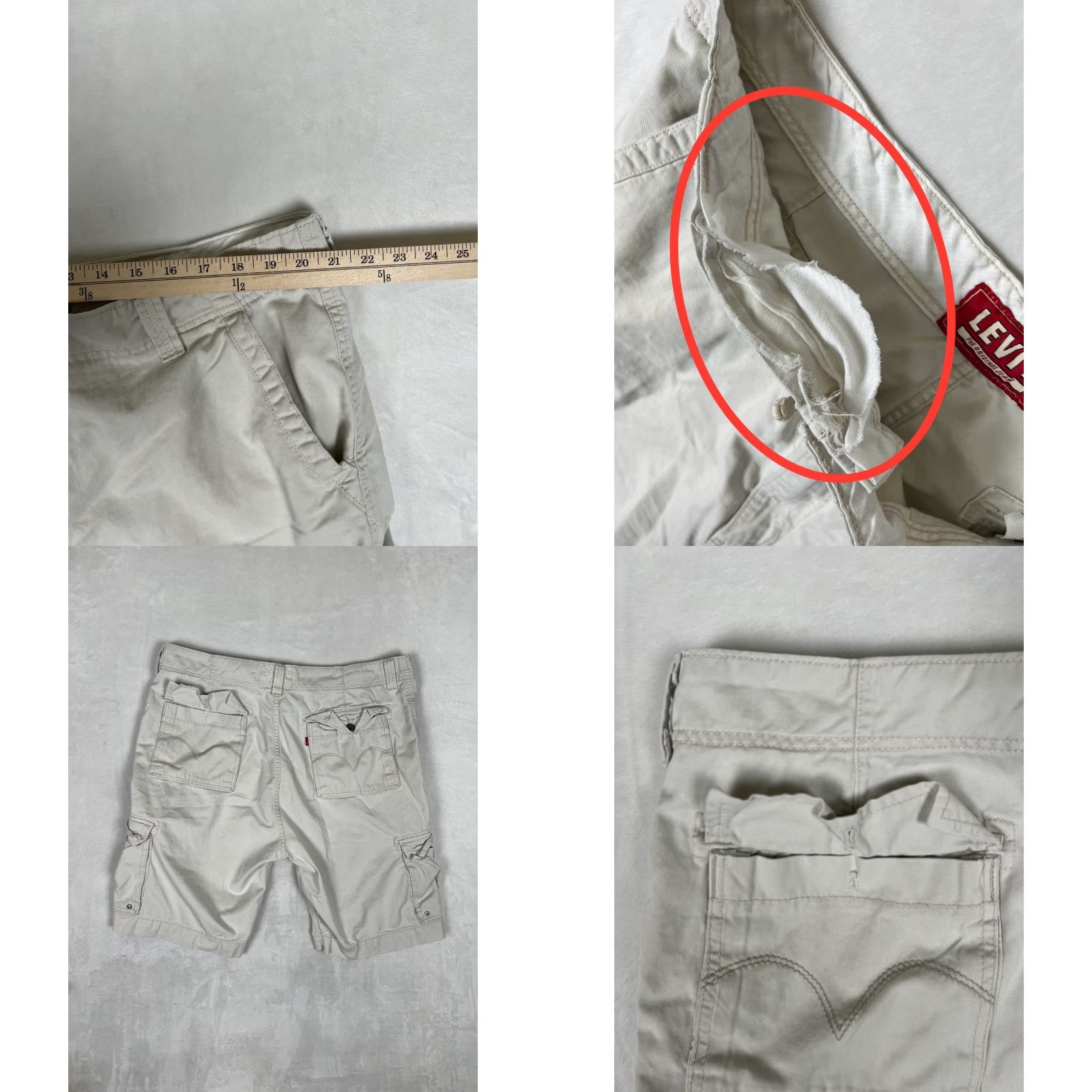 Levi's Levi’s Cargo Shorts Beige 90s Grunge Skater Men 44 Casual Travel Size 44 Inseam 10 in Denim Pattern Solid Reg. Size US 44 / EU 60 - 8 Thumbnail