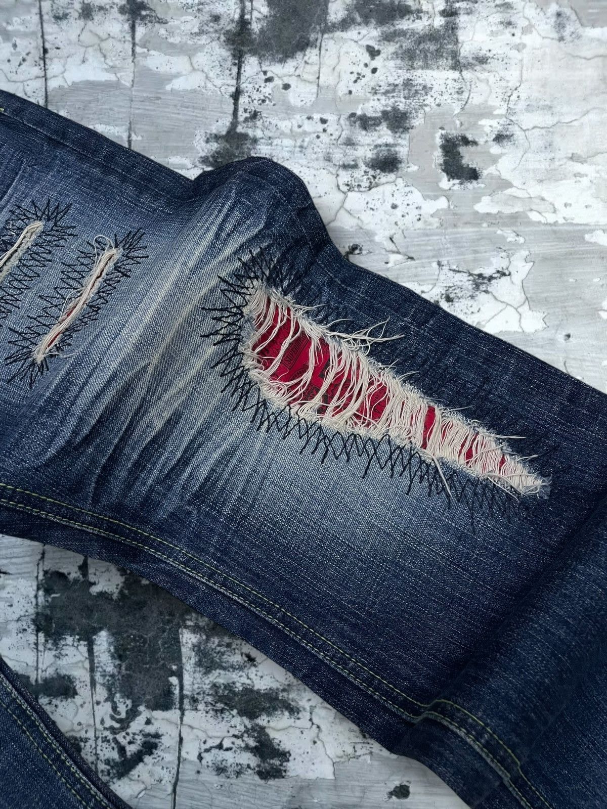 Hysteric Glamour Rare VTG 1990s Designer More Core Division Distressed Denim Size US 32 / EU 48 - 9 Thumbnail