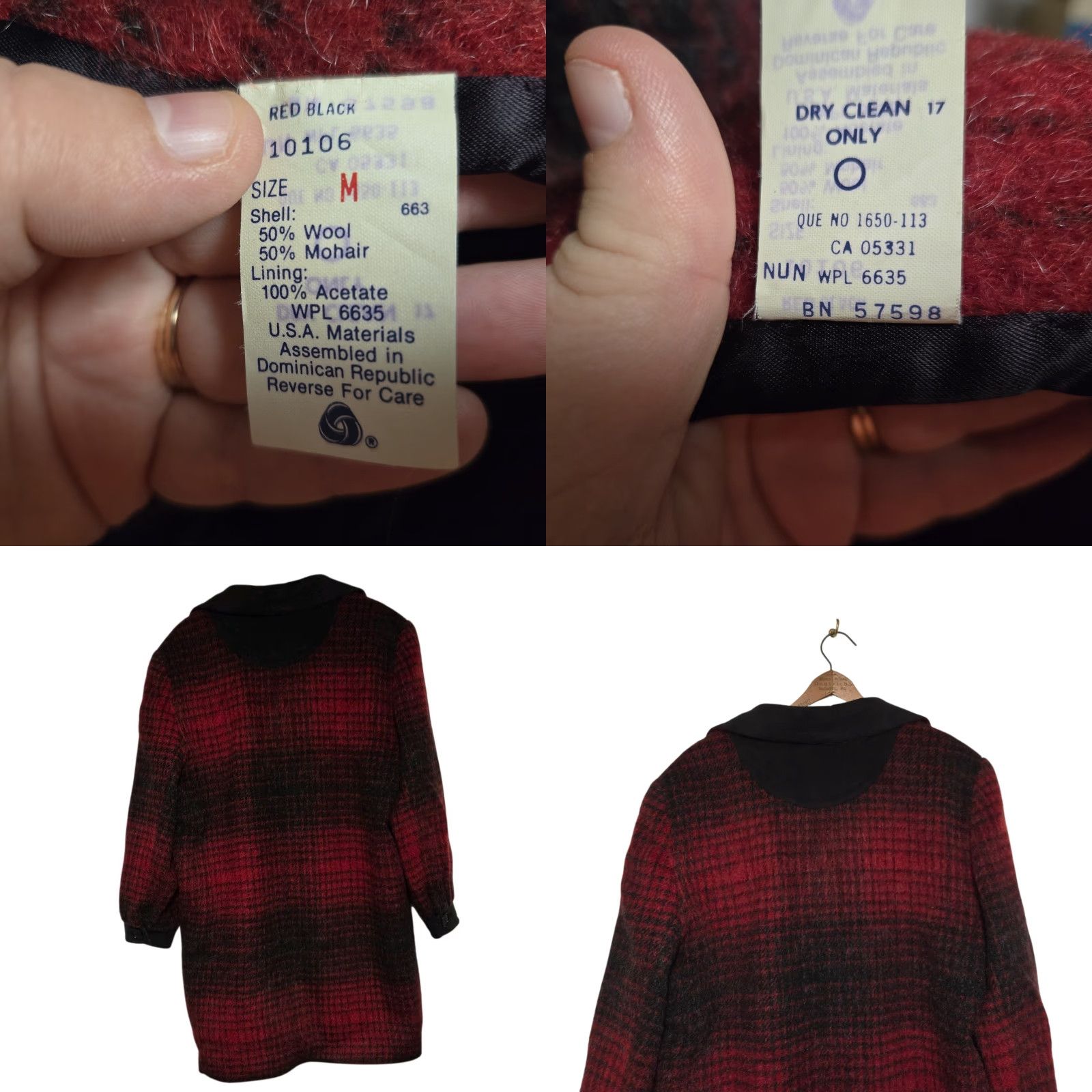 Vintage VINTAGE Woolrich Coat Women M Plaid Black Red Mohair Overcoat Clothing Wool Mohair Coat Women M Black Plaid Overcoat Woolrich Size M / US 6-8 / IT 42-44 - 9 Thumbnail