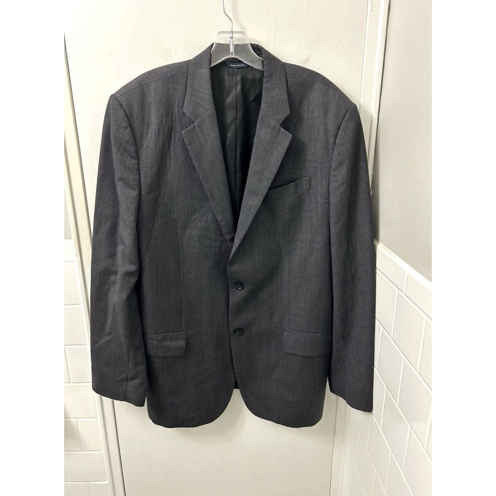 Banana Republic Banana Republic Blazer Mens 46L Charcoal Gray 100% Wool 2-Button Suit Jacket Size 46R - 2 Thumbnail