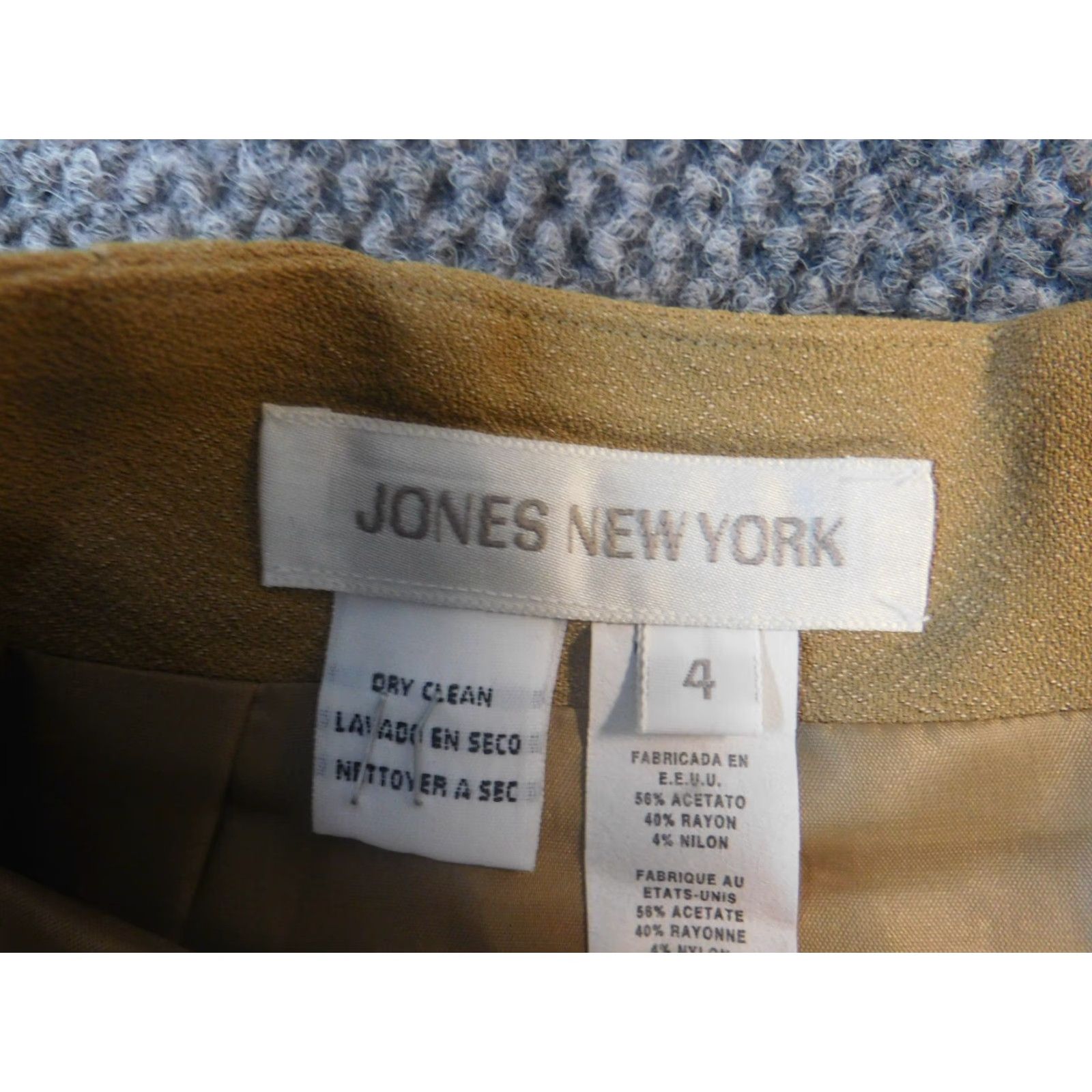 Jones New York Jones New York Womens Skirt 4 Beige A-Line Zip Skirt Knee Length Knit Cotton Wool Polyester Zipper Pockets Stretch Regular Womens Size 27" / US 4 / IT 40 - 4 Thumbnail