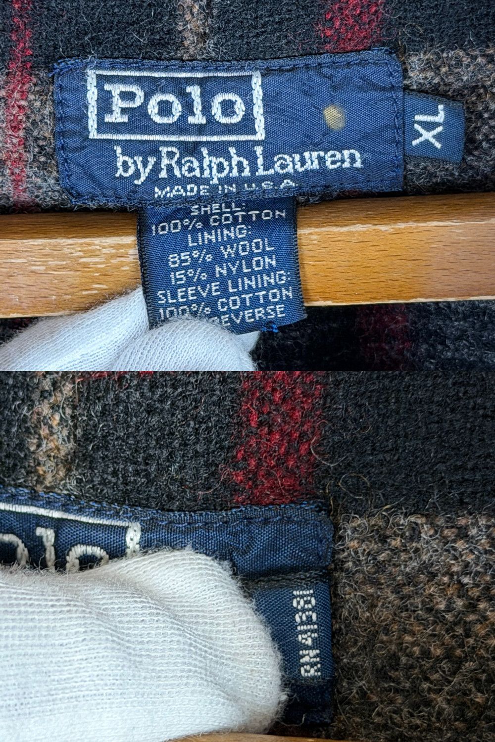 90s Polo Ralph Lauren USA Made Tartan Lined Hunting Field image 5