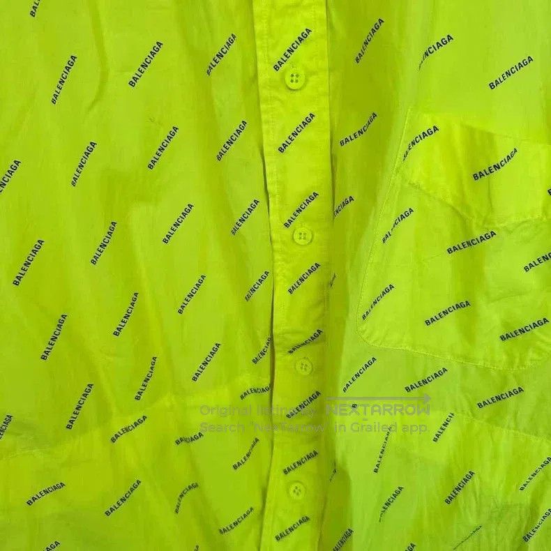 Balenciaga Balenciaga Neon Yellow Full Print Shirt Size XXS / US 00 / IT 34 - 3 Thumbnail