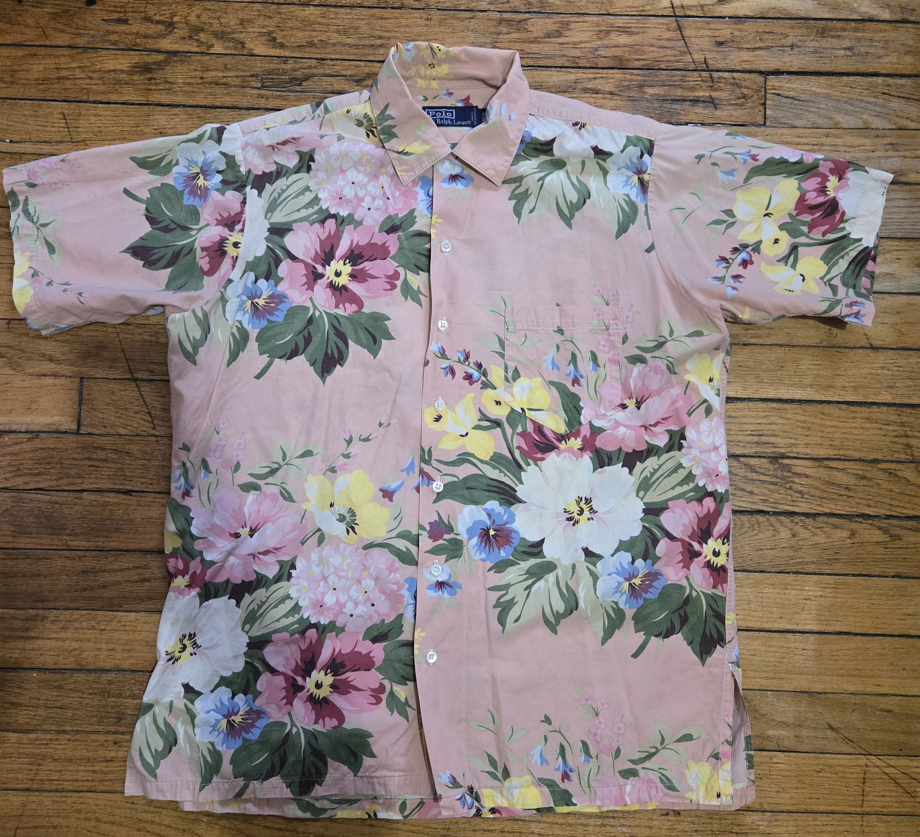 Polo Ralph Lauren Vtg 90s Ralph Lauren Polo M Pink Floral Hawaiian Collared Size US M / EU 48-50 / 2 - 1 Thumbnail