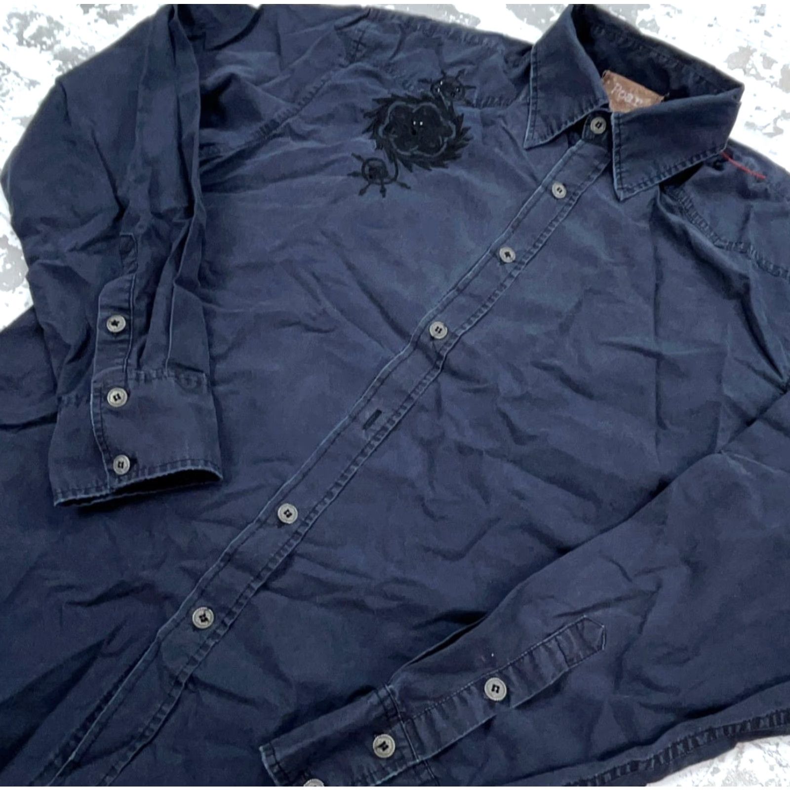 Roar Roar Shirt Men L Blue Button Up Embroidered Western Cowboy Casual Shirt (Regular Fit) Size US L / EU 52-54 / 3 - 4 Thumbnail