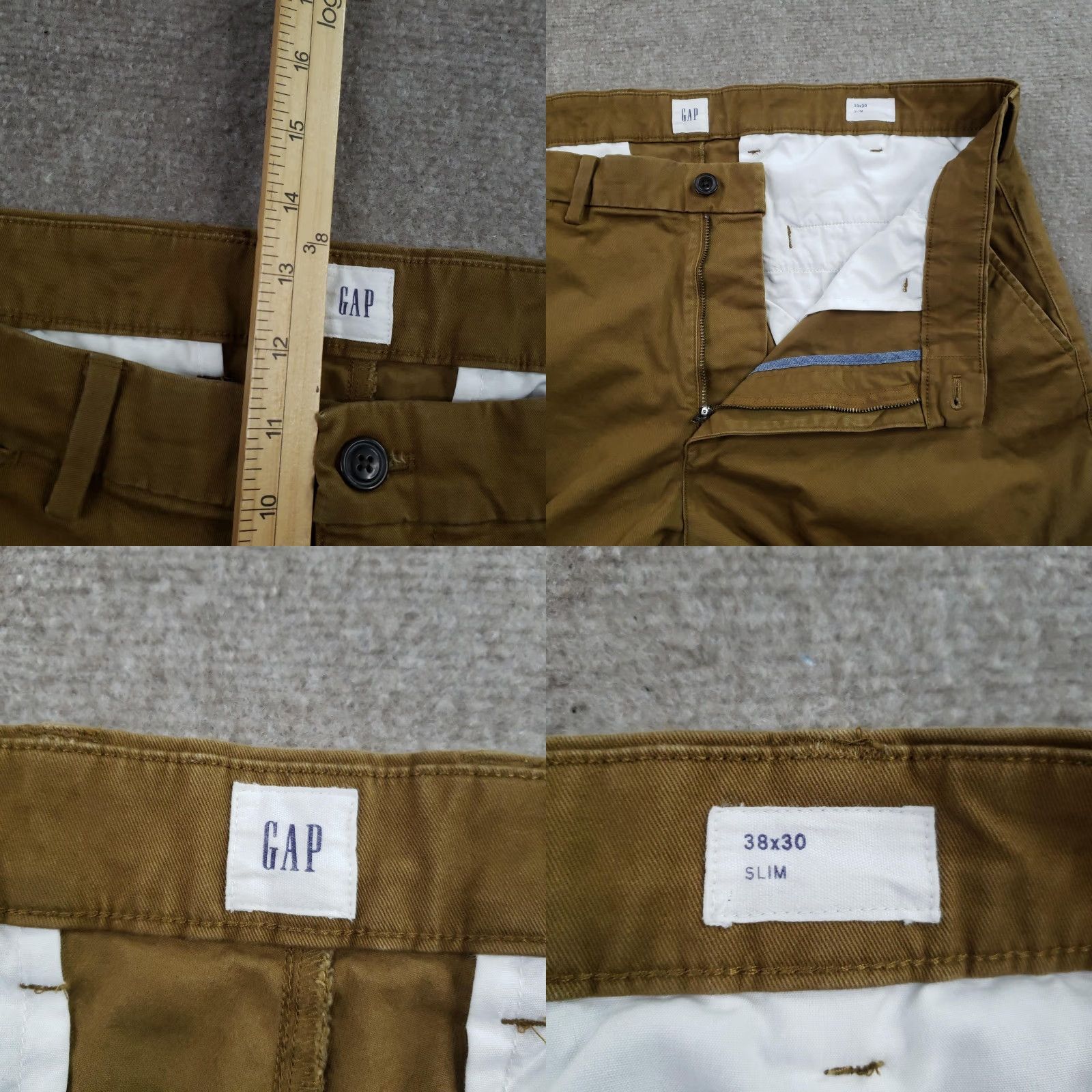 Gap GAP Chino Pants Mens 38x27 Slim Fit Brown Casual Flat Front Tapered Stretch Size US 38 / EU 54 - 8 Thumbnail