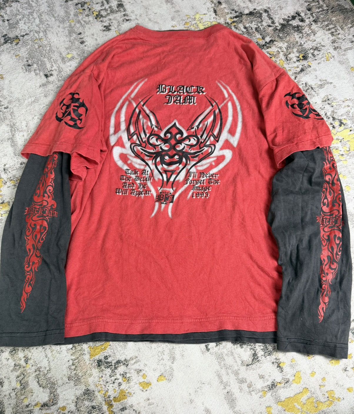 JNCO Y2K Black Jam Tattoo Tribal Double Layer Long Sleeve Size US M / EU 48-50 / 2 - 1 Thumbnail