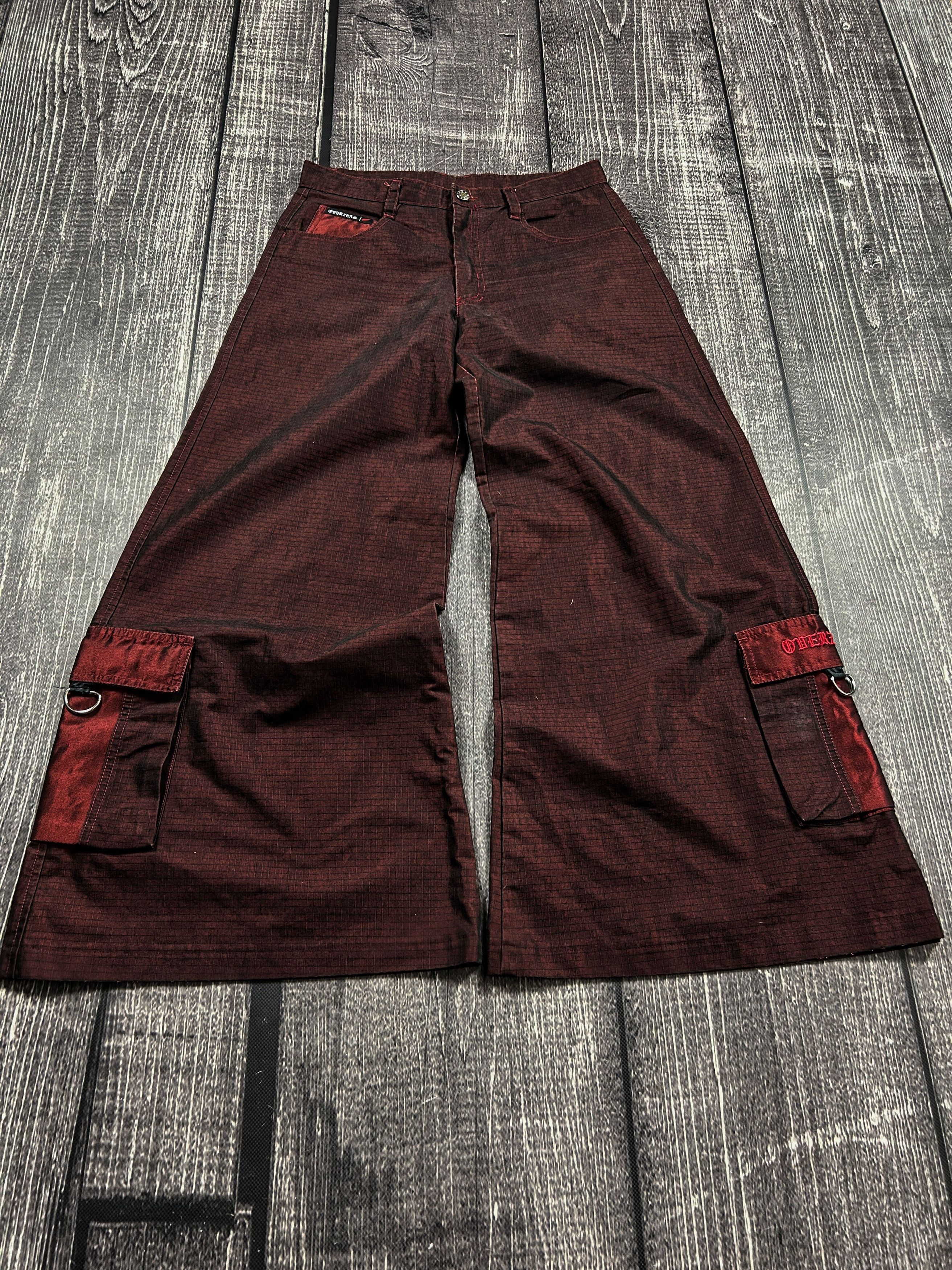 Infinite Archives Y2K Burgundy Cargo Pants Wide Leg Utility Streetwear Size US 30 / EU 46 - 3 Thumbnail