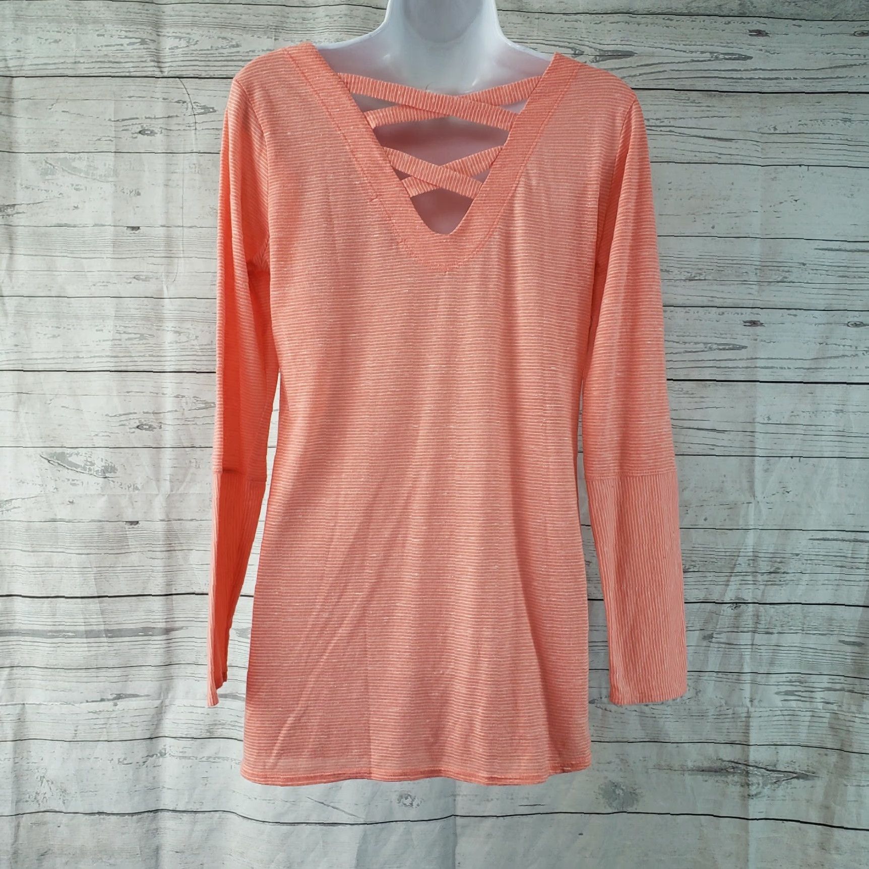 Prana Prana Womens Long Sleeve T-Shirt Size S Orange White Striped Casual Basic Shirt Womens Girls? Size S / US 4 / IT 40 - 4 Thumbnail