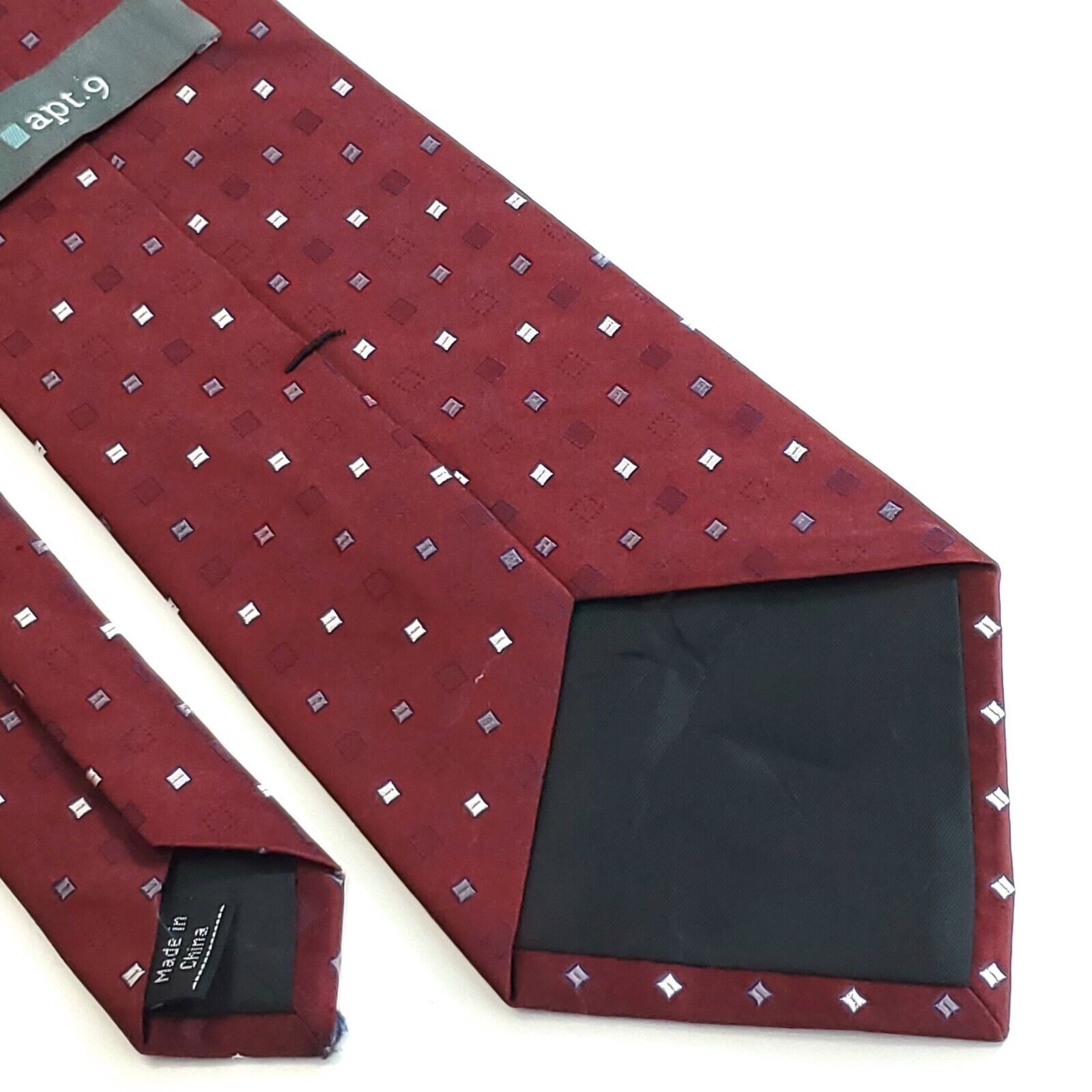 Apt. 9 Apt. 9 Silk Tie Red Burgundy Woven Geometric Gray White Size ONE SIZE - 5 Thumbnail