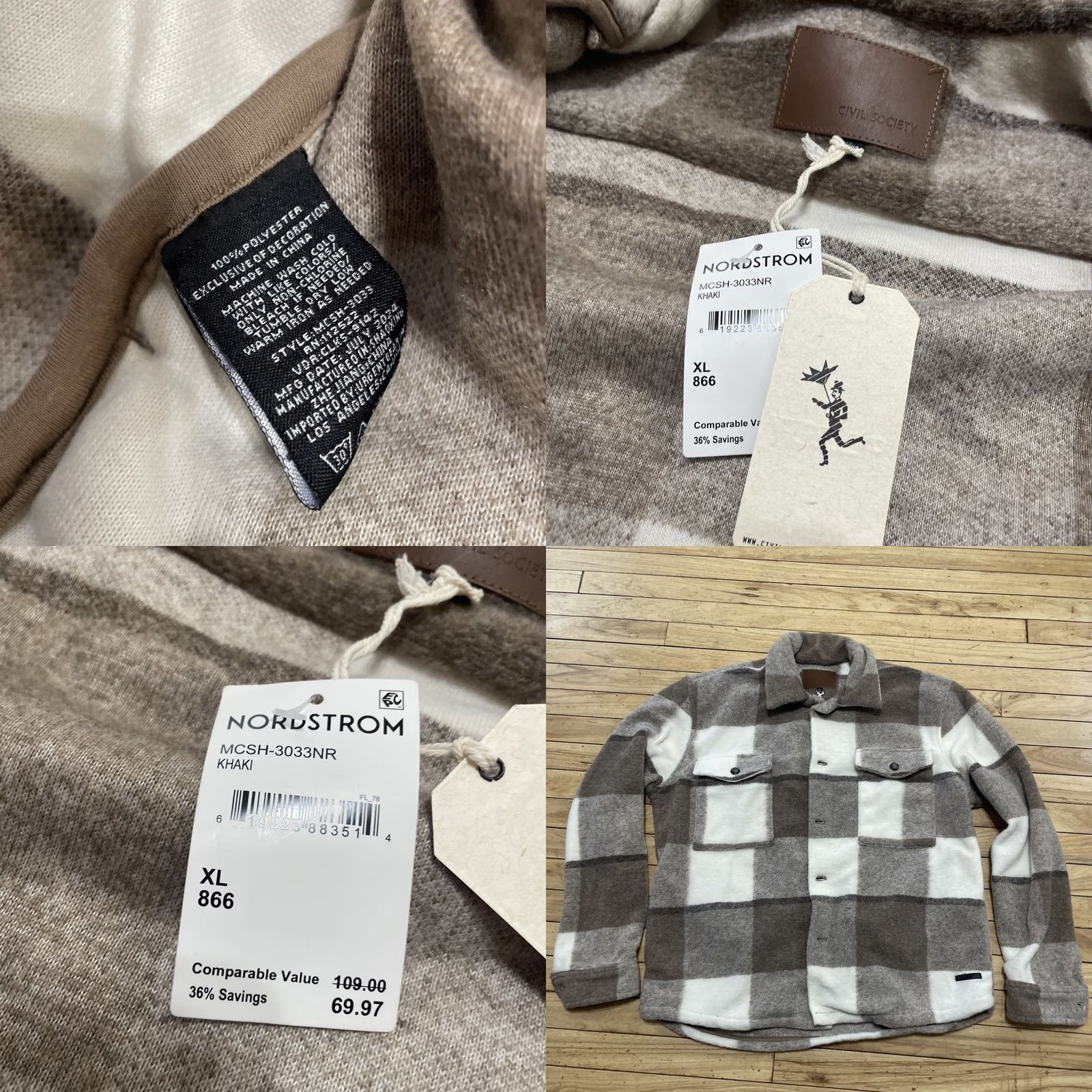 Vintage VINTAGE Civil Society Fleece Flannel Shacket Men XL Brown Plaid New Khaki NEW 0 Size US XL / EU 56 / 4 - 10 Thumbnail