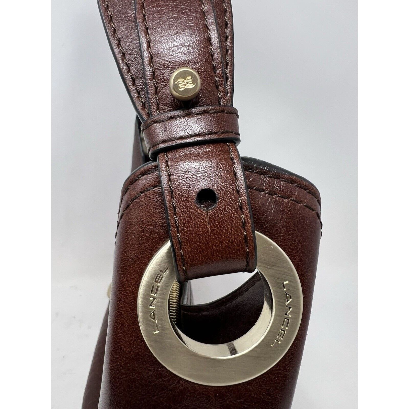 Lancel Lancel [Authentic] Curb Dark Brown Leather Weave Gold Chain Size ONE SIZE - 7 Thumbnail