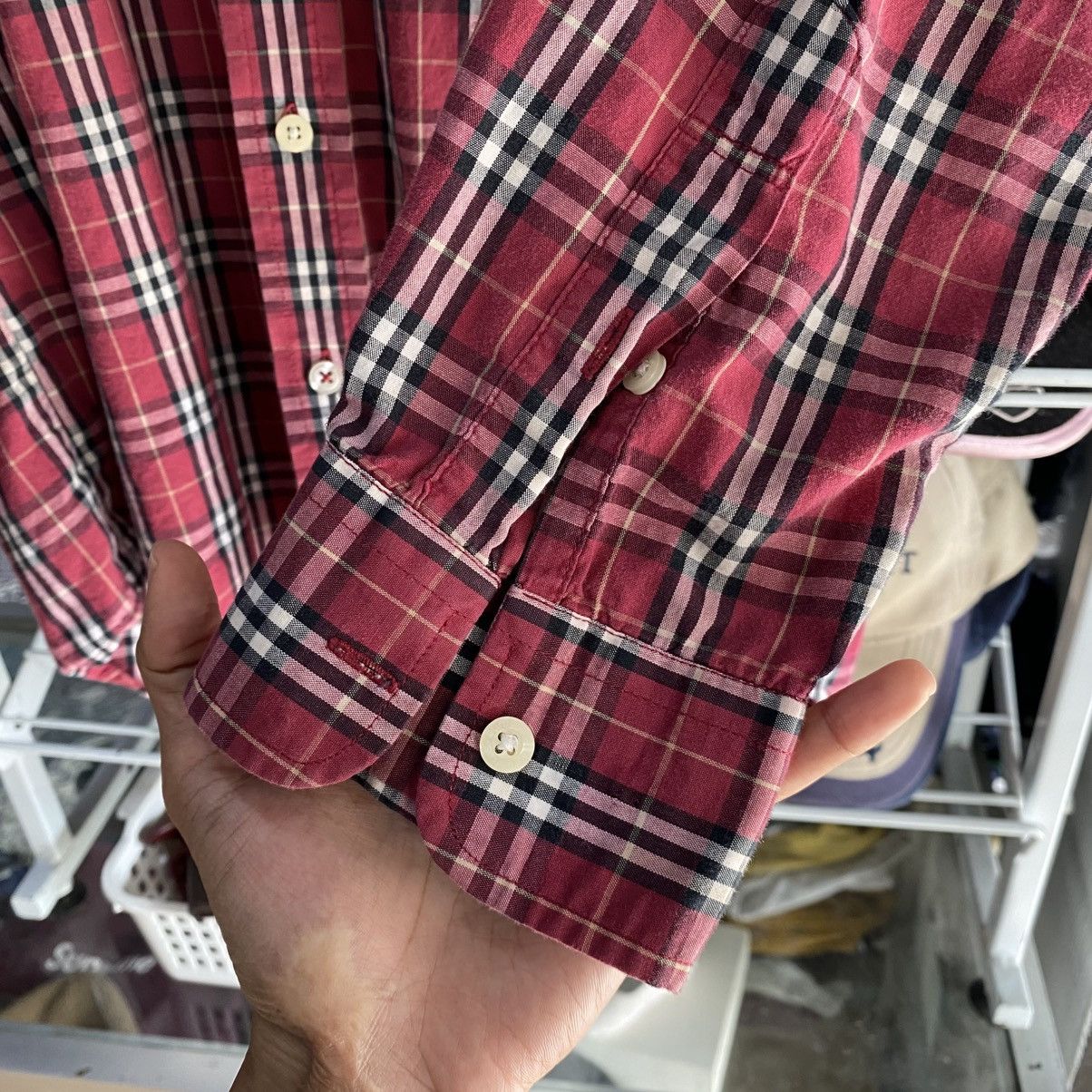 Burberry × Vintage Burberry Nova Check Light Maroon Shirt Button UP Size M Size US M / EU 48-50 / 2 - 7 Thumbnail