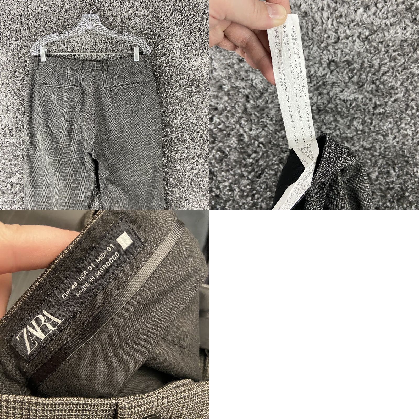 Zara ZARA Dress Pants Women Size 31 Gray Plaid Pockets Womens Size 24" / US 00 / IT 34 - 8 Thumbnail