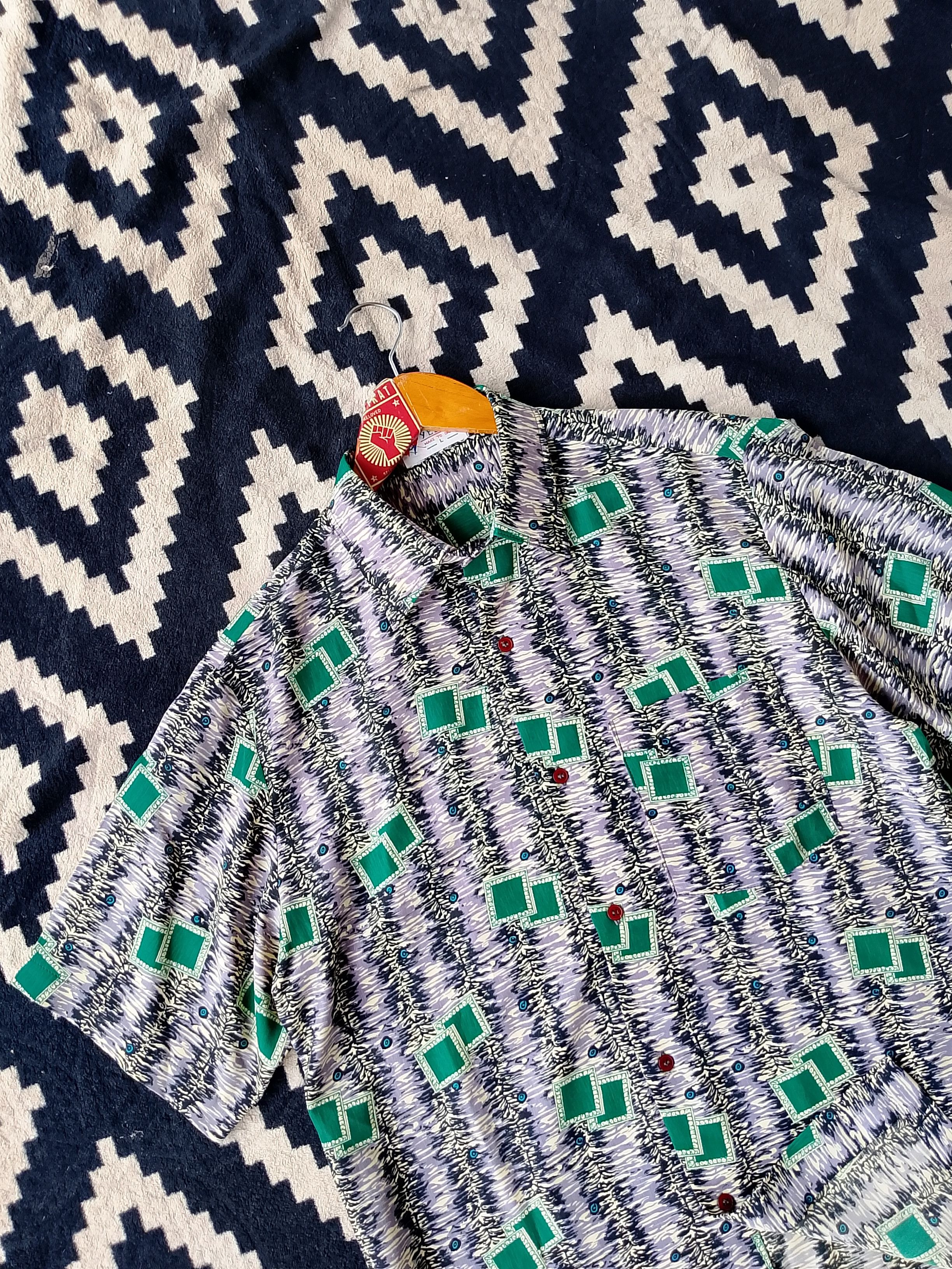 Vintage Rare YELK SHOP "Make To Order" Psychedelic Pattern Shirt Size US L / EU 52-54 / 3 - 3 Thumbnail
