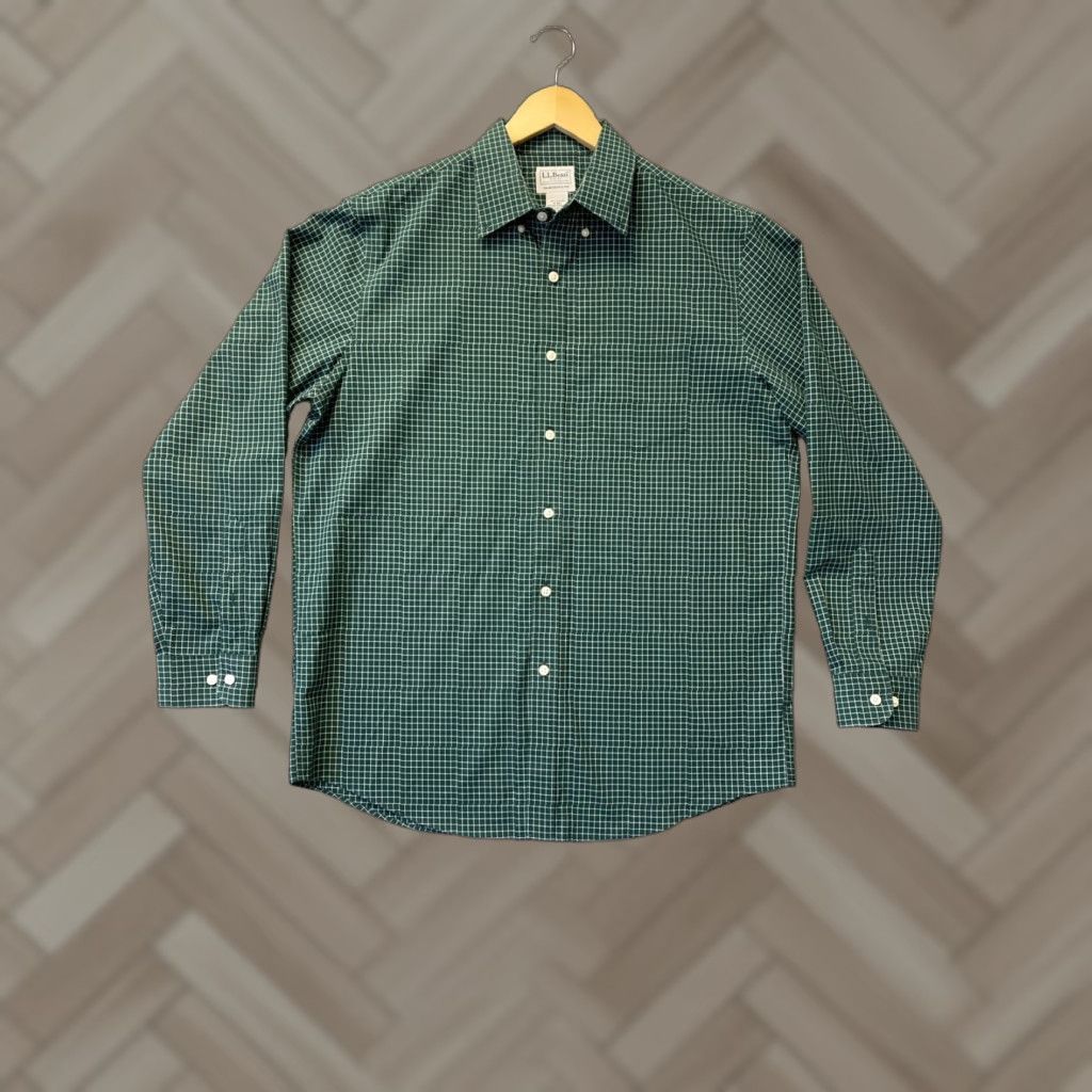 Vintage VINTAGE L.L. Bean Men's Shirt Long Sleeve Button Down Green Check Casual Business 80s 90s Size US M / EU 48-50 / 2 - 1 Thumbnail