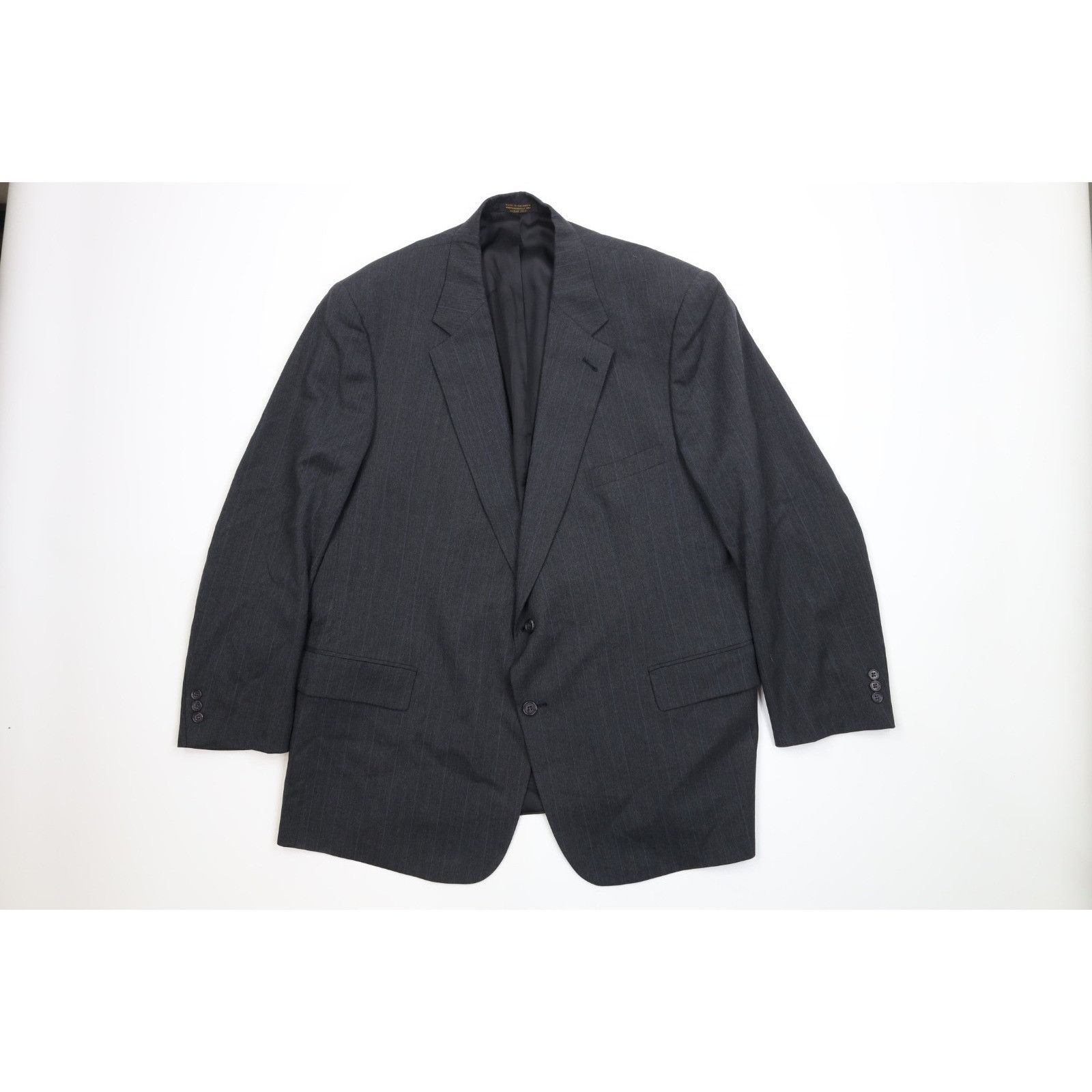 Vintage Vintage 90s Streetwear 2 Piece Wool Pinstriped Suit Size 50R - 2 Thumbnail