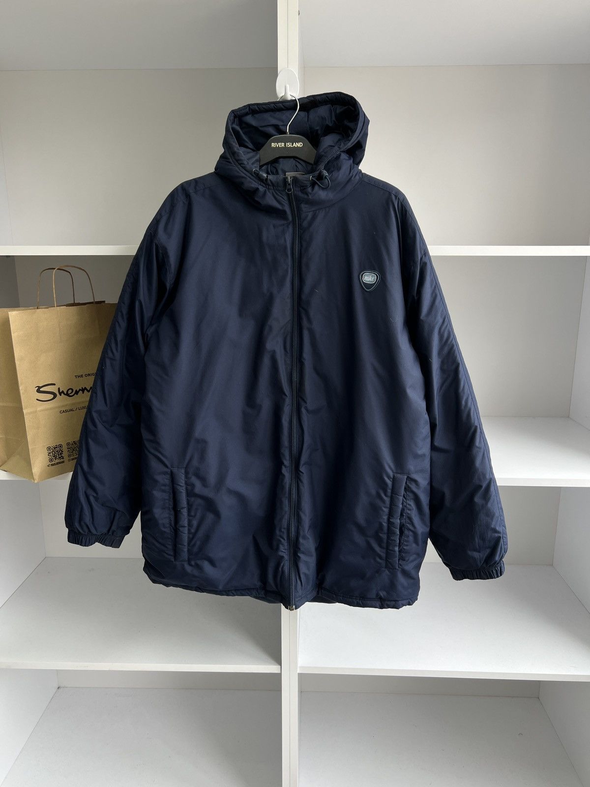 Nike × Vintage 90s Nike Retro Logo Vintage Y2K Puffer Outdoor Jacket Size US XL / EU 56 / 4 - 4 Thumbnail