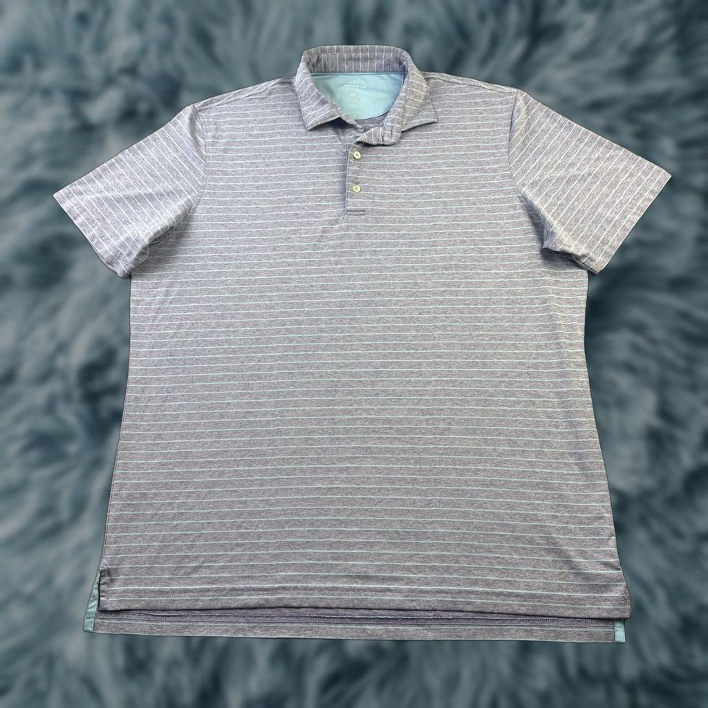 johnnie-O Johnnie O Polo Shirt Mens XL Purple Striped Golf Performance Casual All Seasons Lightweight Stretch Logo Size US XL / EU 56 / 4 - 1 Thumbnail