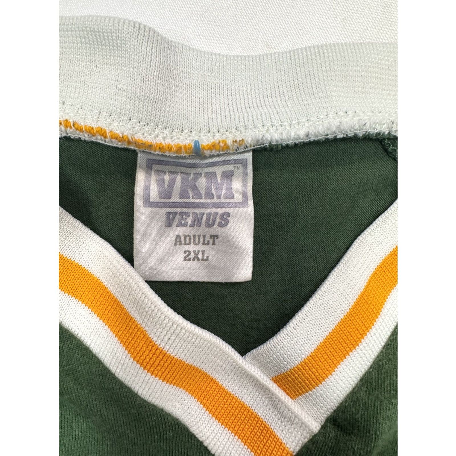 Venus VINTAGE VKM VENUS Men’s T-Shirt 2XL Green White Orange Striped Raglan V-Neck Short Sleeve Shirt Mens Size US XXL / EU 58 / 5 - 2 Thumbnail