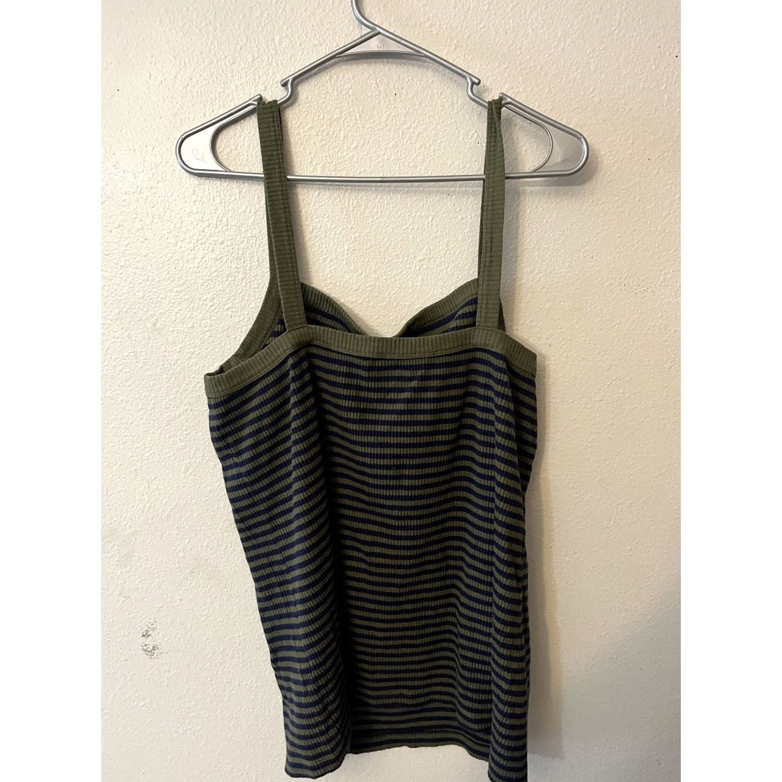 Old Navy Old Navy Tank Top Size XXL Green Blue Striped Cotton Round Neck Slim Fit Size XXL / US 16-18 / IT 52-54 - 3 Thumbnail
