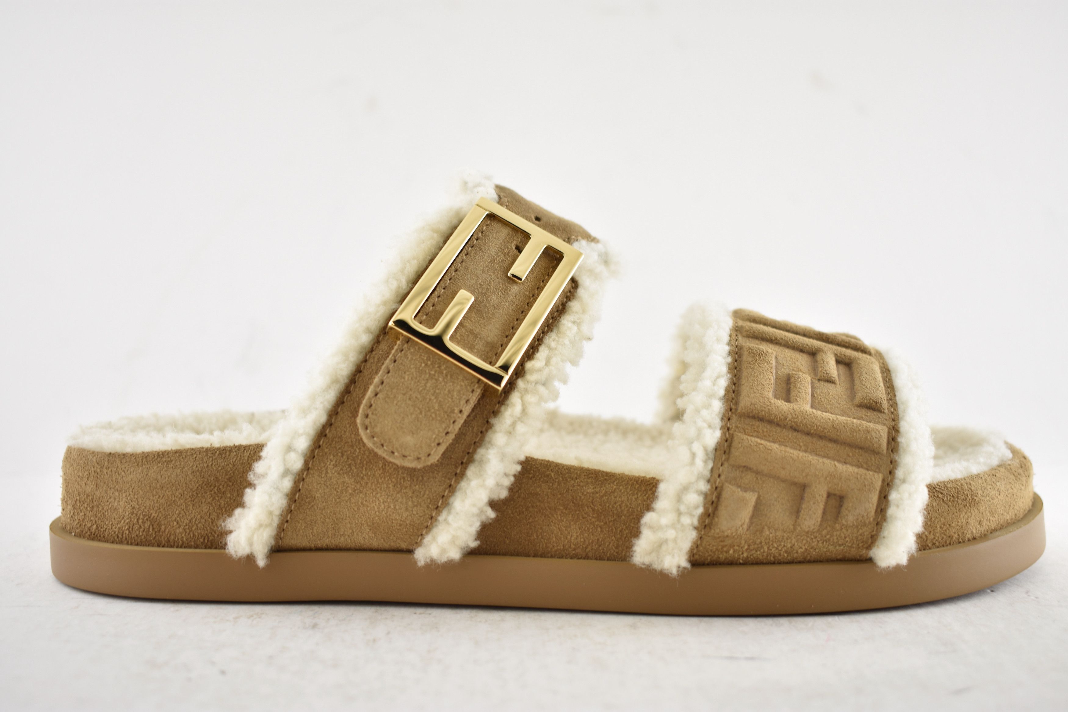 Fendi Fendi Feel Slide Shearling Fur Logo FF Mule Flat Sandal 37 Size US 7 / IT 37 - 2 Thumbnail