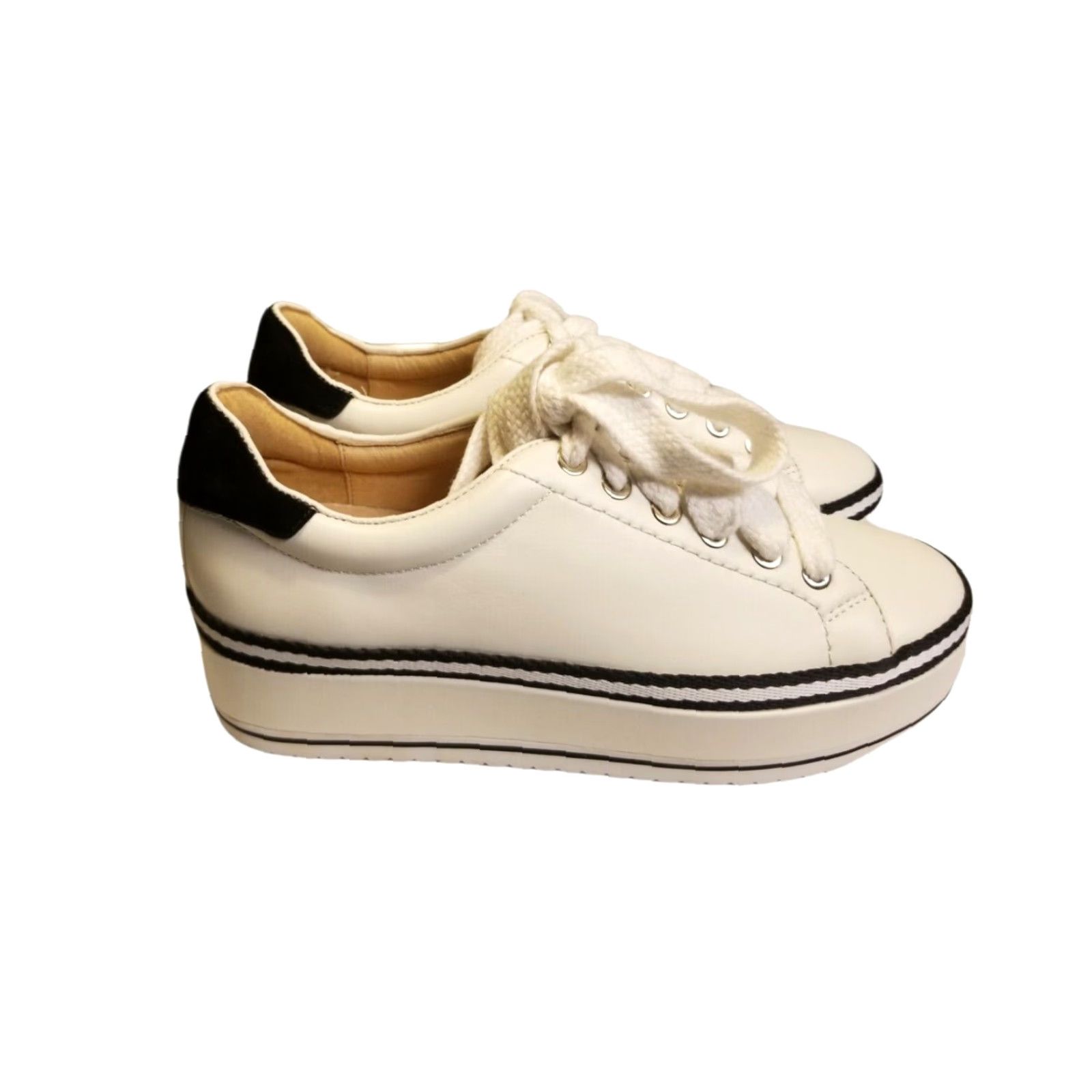 Joie VINTAGE Joie DABNIS STRIPE Platform Sneaker Ivory Black Size 7 Womens Size US 7 / IT 37 - 2 Thumbnail