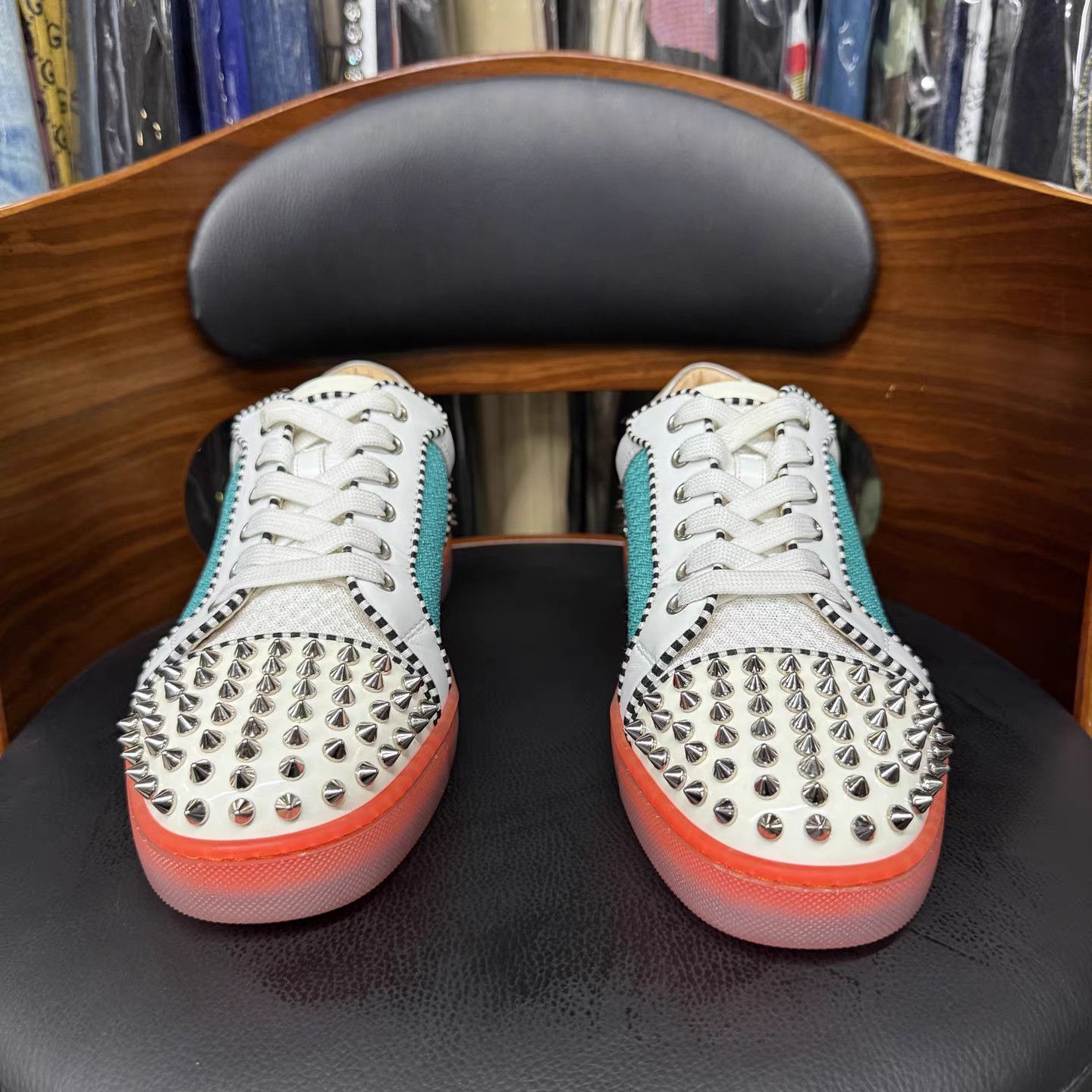 Christian Louboutin Christian Louboutin Colorblock Studded Red-Sole Sneakers K15 Size US 7.5 / EU 40-41 - 2 Thumbnail