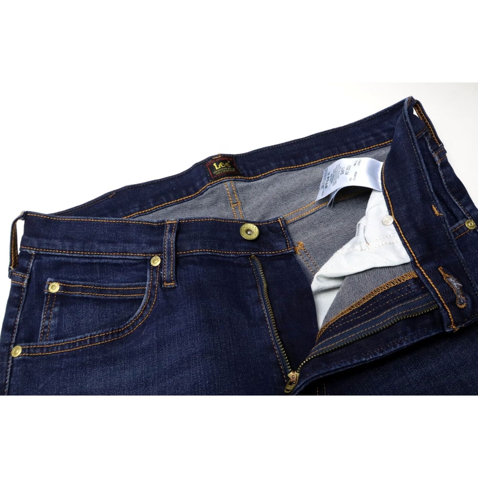 Lee LEE Luke Jeans Slim Mens W32/L34 Navy Blue Whiskers Faded Zip Fly Stretched Size US 32 / EU 48 - 4 Thumbnail