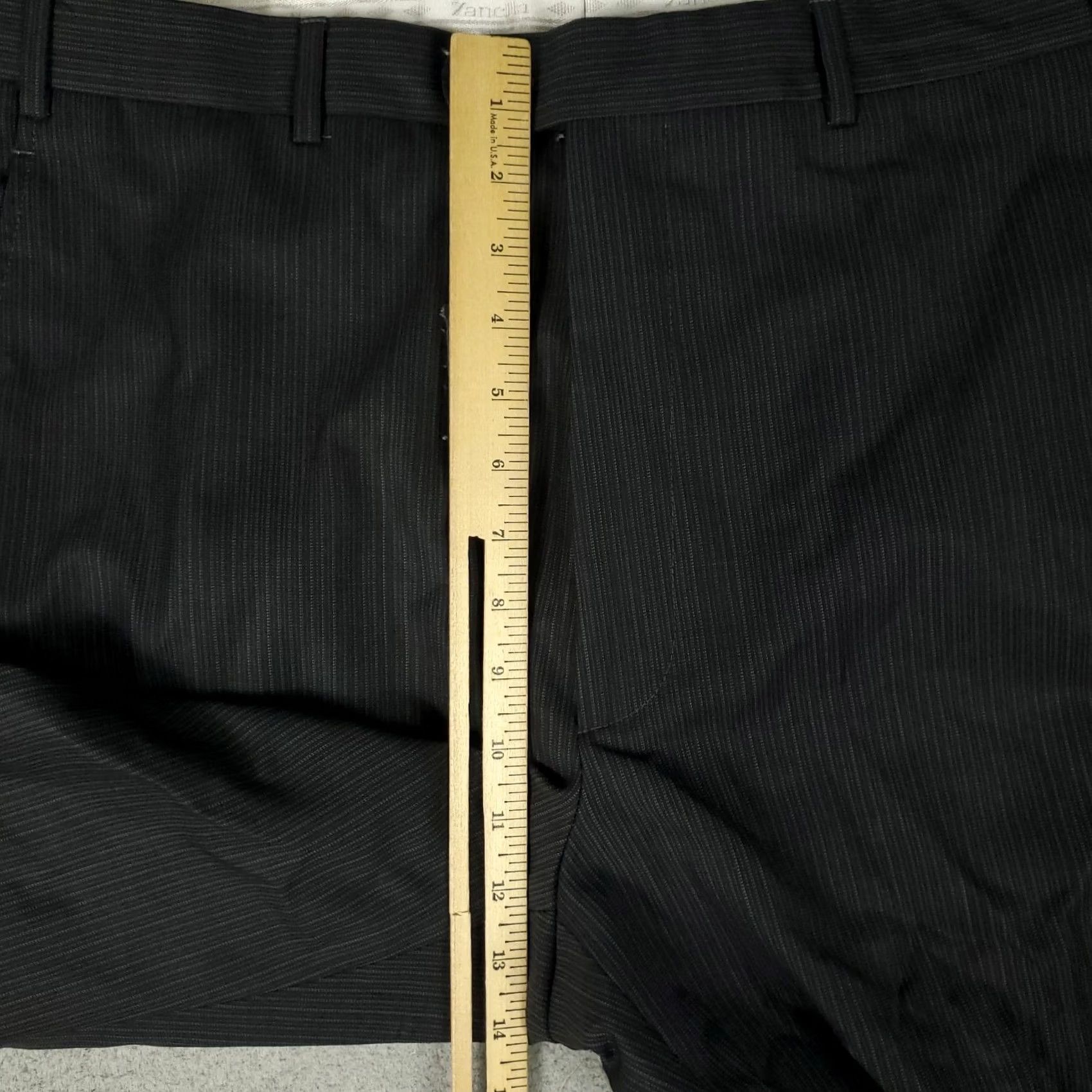 Zanella Zanella Pants Mens 36x28 Gray Wool Flat Front Trousers Chino Dress Pants Regular Slim Straight Front Rise Mid 10-12in Ironed Spots Vintage No Size US 36 / EU 52 - 5 Thumbnail
