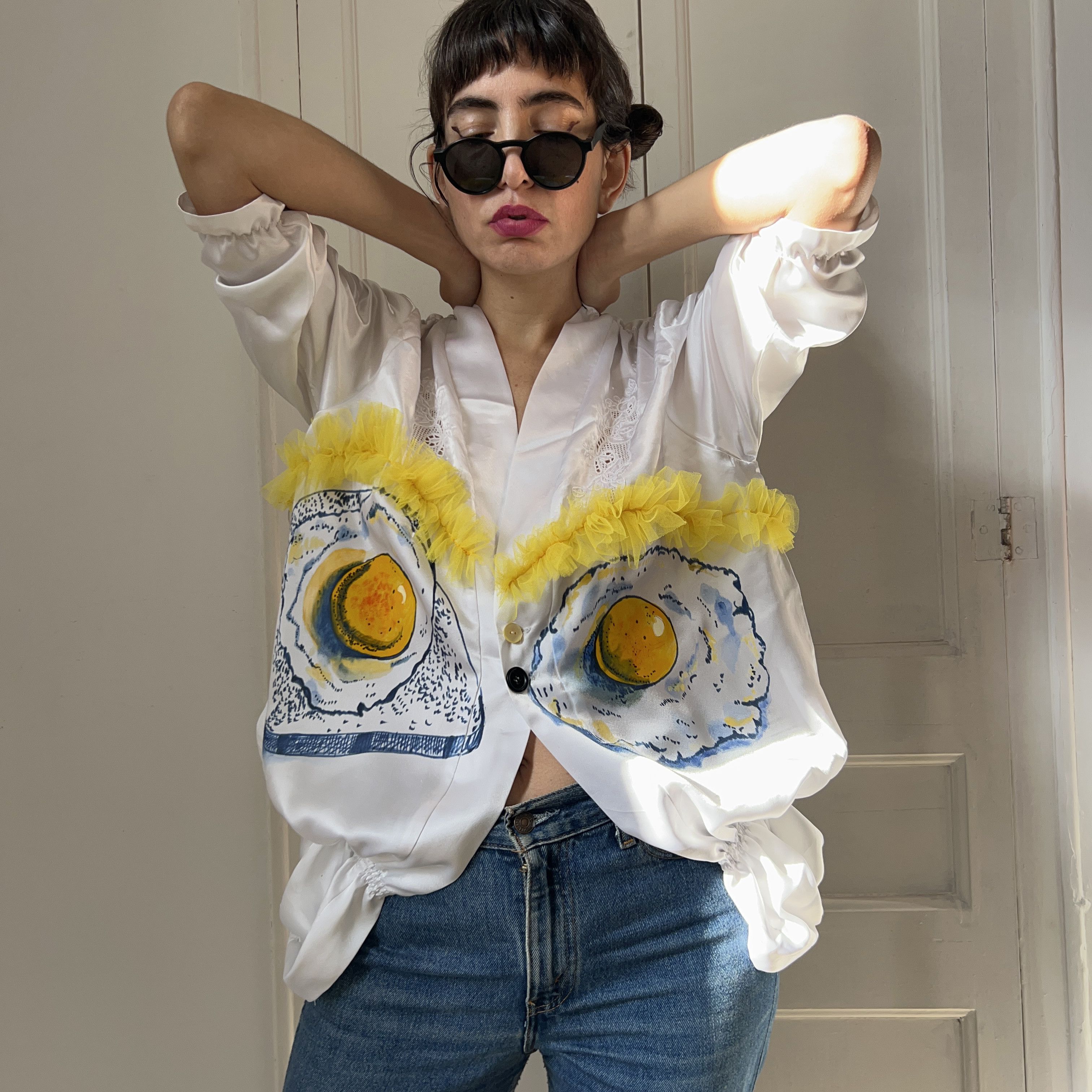Custommade Vintage Reworked Sleep Fried Eggs Shirt Size XS / US 0-2 / IT 36-38 - 8 Thumbnail