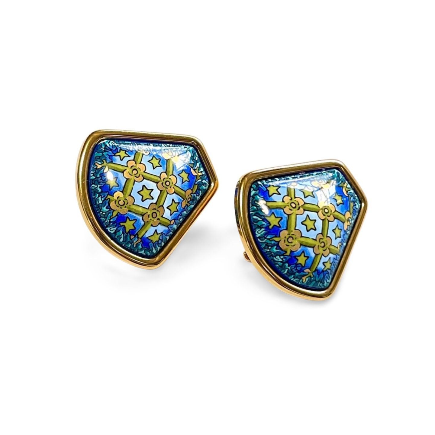 Hermes Vintage Hermes cloisonne enamel golden earrings Size ONE SIZE - 5 Thumbnail