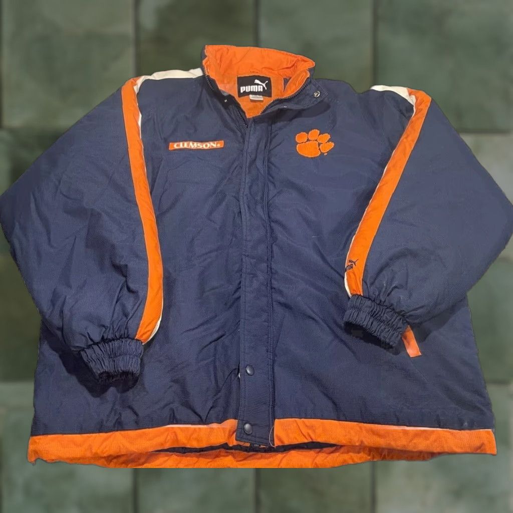 Puma Puma Clemson University Tigers Jacket Quilted Liner Large Blue Puffer Jacket Men Tiger University Football Gorpcore Size US L / EU 52-54 / 3 - 1 Thumbnail