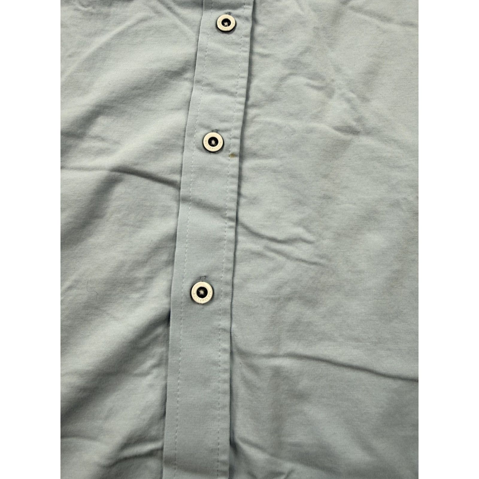 Vintage Buttercloth Shirt Mens Large Blue Short Sleeve Button Front Knit Stretch Casual Size US L / EU 52-54 / 3 - 3 Thumbnail
