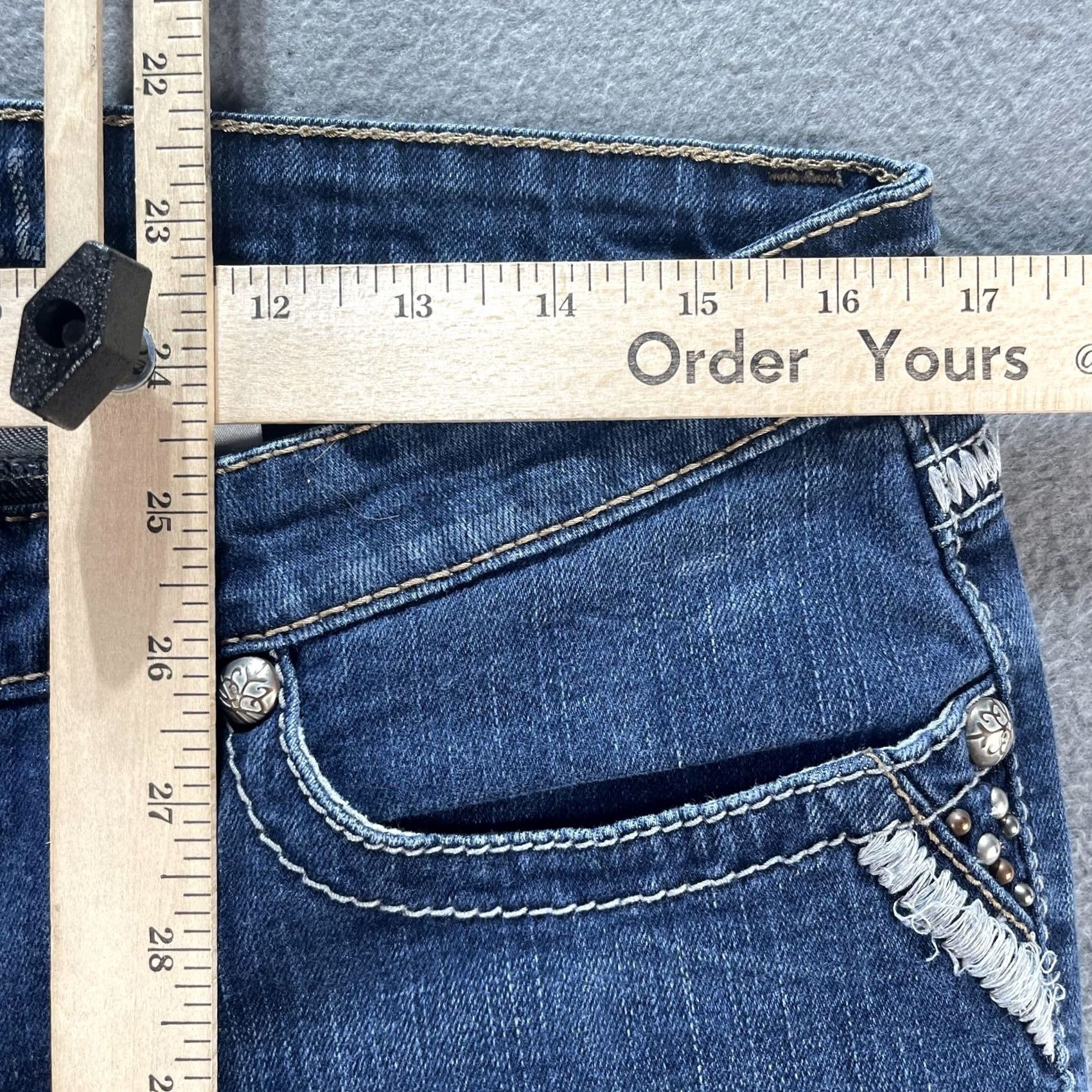 Vintage Cruel Girl Jeans Womens 13R Bianca Bootcut Stretch Embroidered Western Rodeo Denim Blue 32in Inseam Mid Rise Pockets Zipper Mens? Size 34" / US 12 / IT 48 - 7 Thumbnail